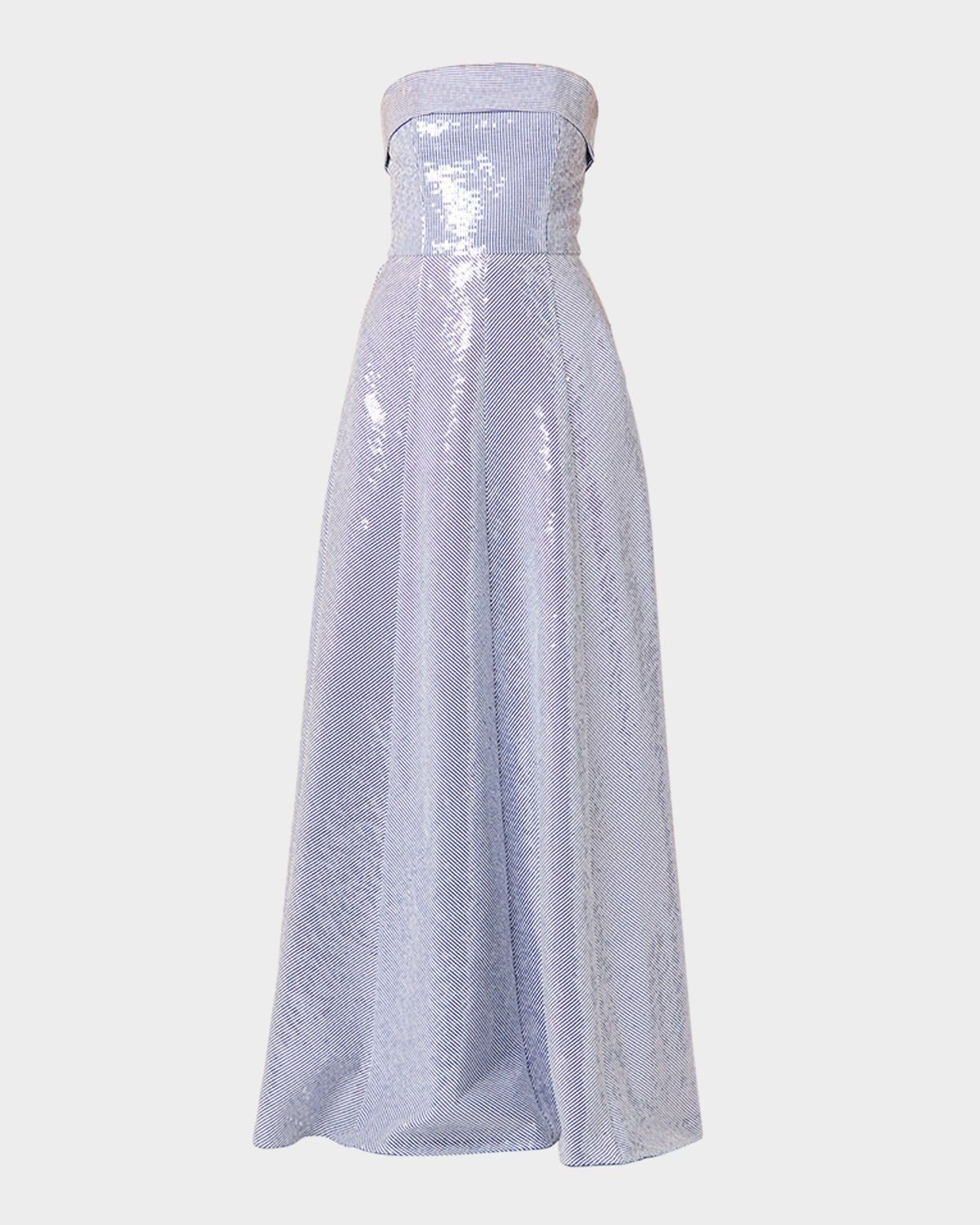 Bennett Strapless Striped Sequin Gown