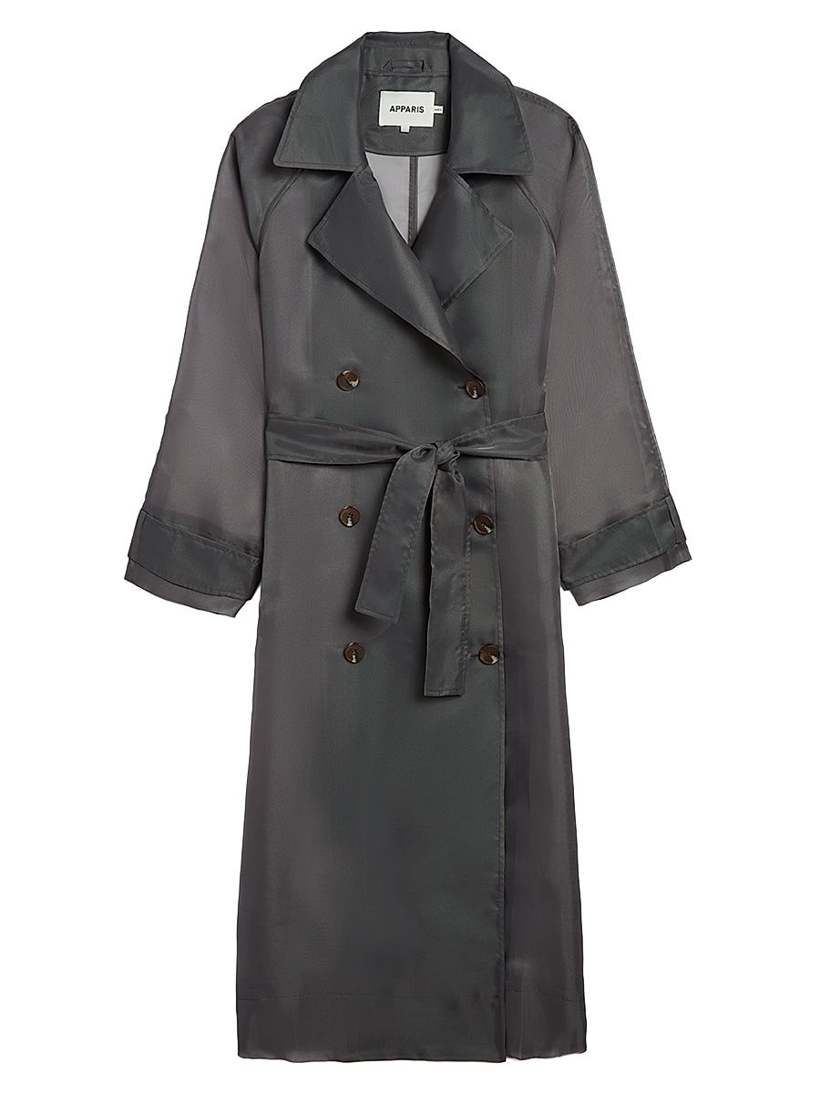 Women's Lana Organza Trench Coat - Dark Grey - Size Large