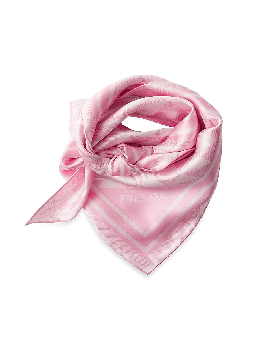 Women's Printed Silk Scarf - Pink