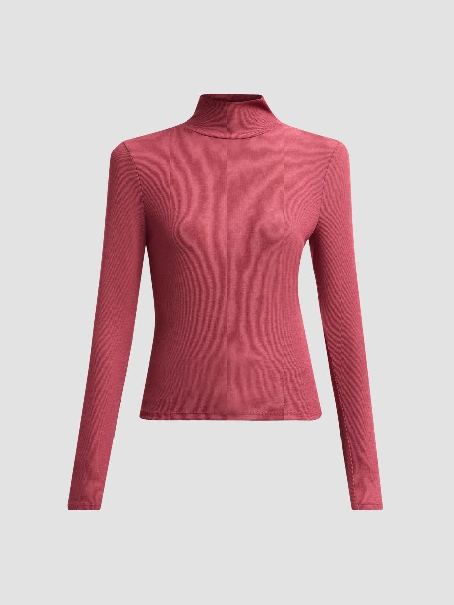 Veronica Beard Women's Wyeth Mock-Turtleneck Stretch Rib-Knit Top - Garnet Rose - Size XL