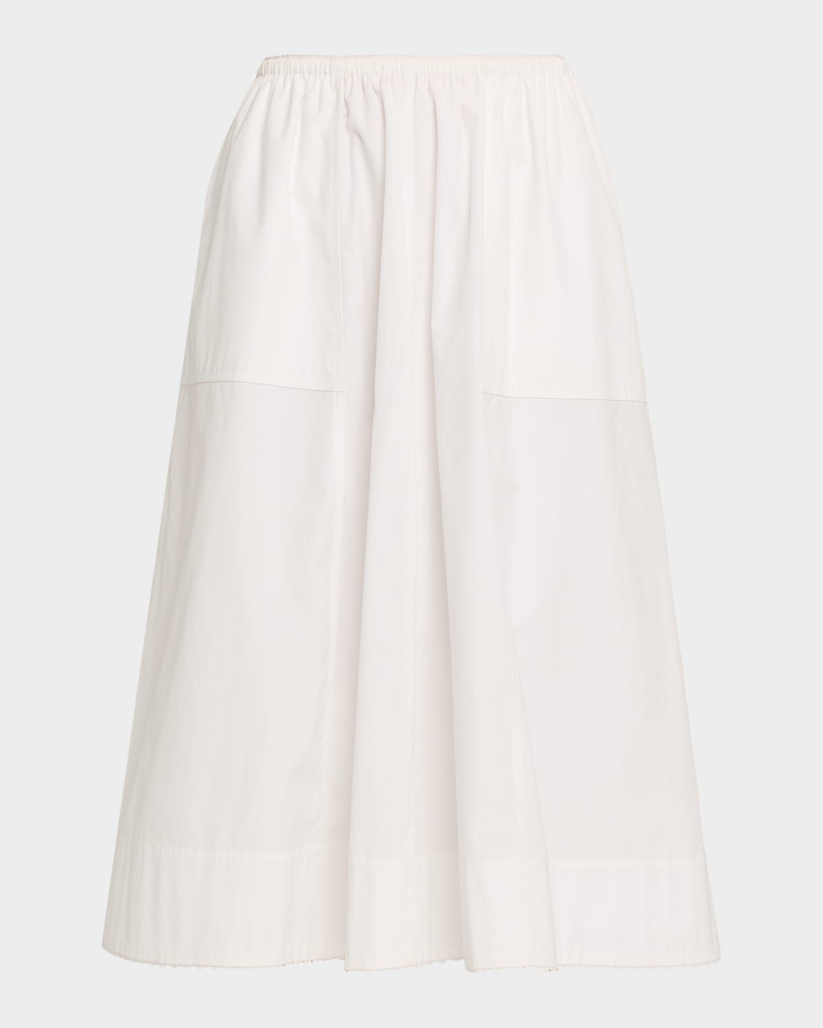 Scallop-Trim Poplin Midi Skirt