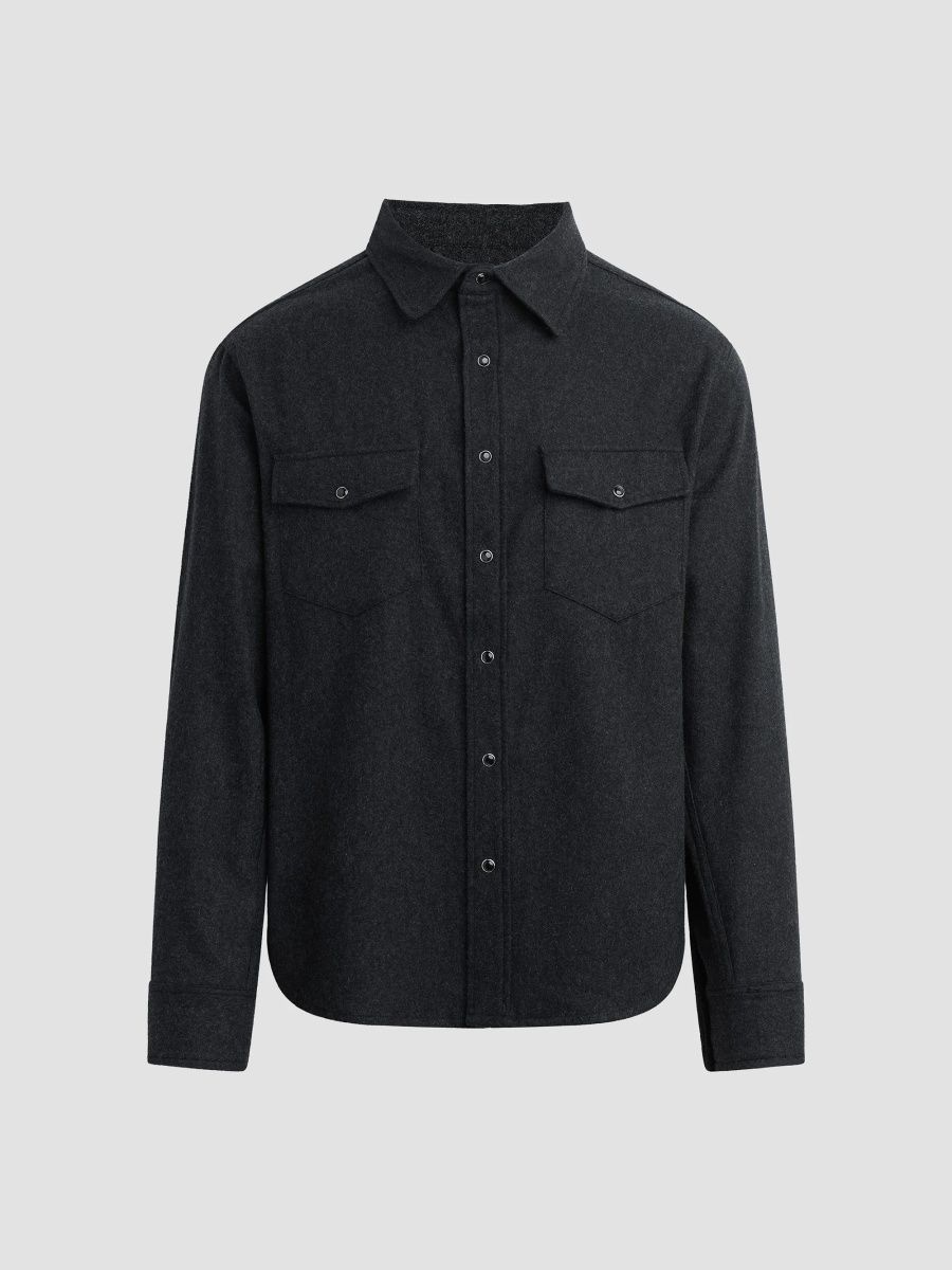 Joe's Jeans Men's Double Pocket Western Flannel Shirt - Charcoal Grey - Size XXL