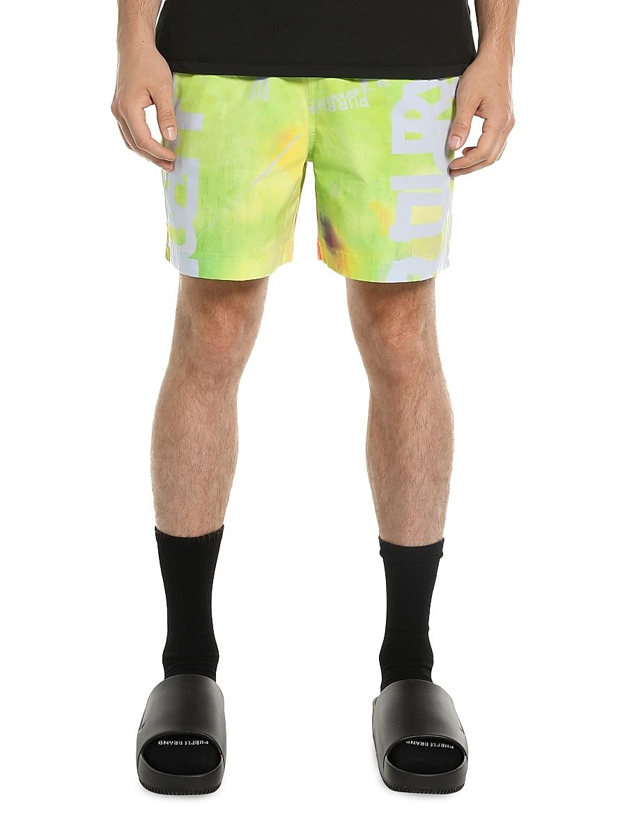 Men's All Round Logo Shorts - Green And Lavender - Size XXL