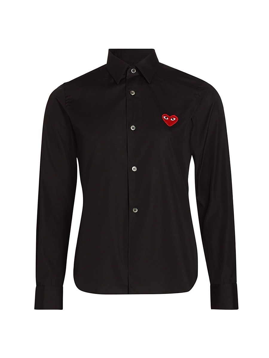 Women's Heart Button Down Shirt - Black - Size Medium