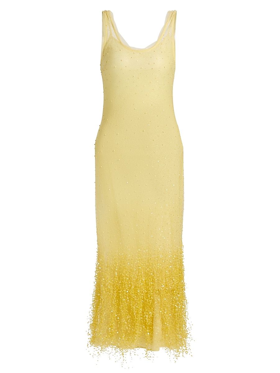 Women's Irisa Ombré Beaded Midi-Dress - Buttercream - Size 8
