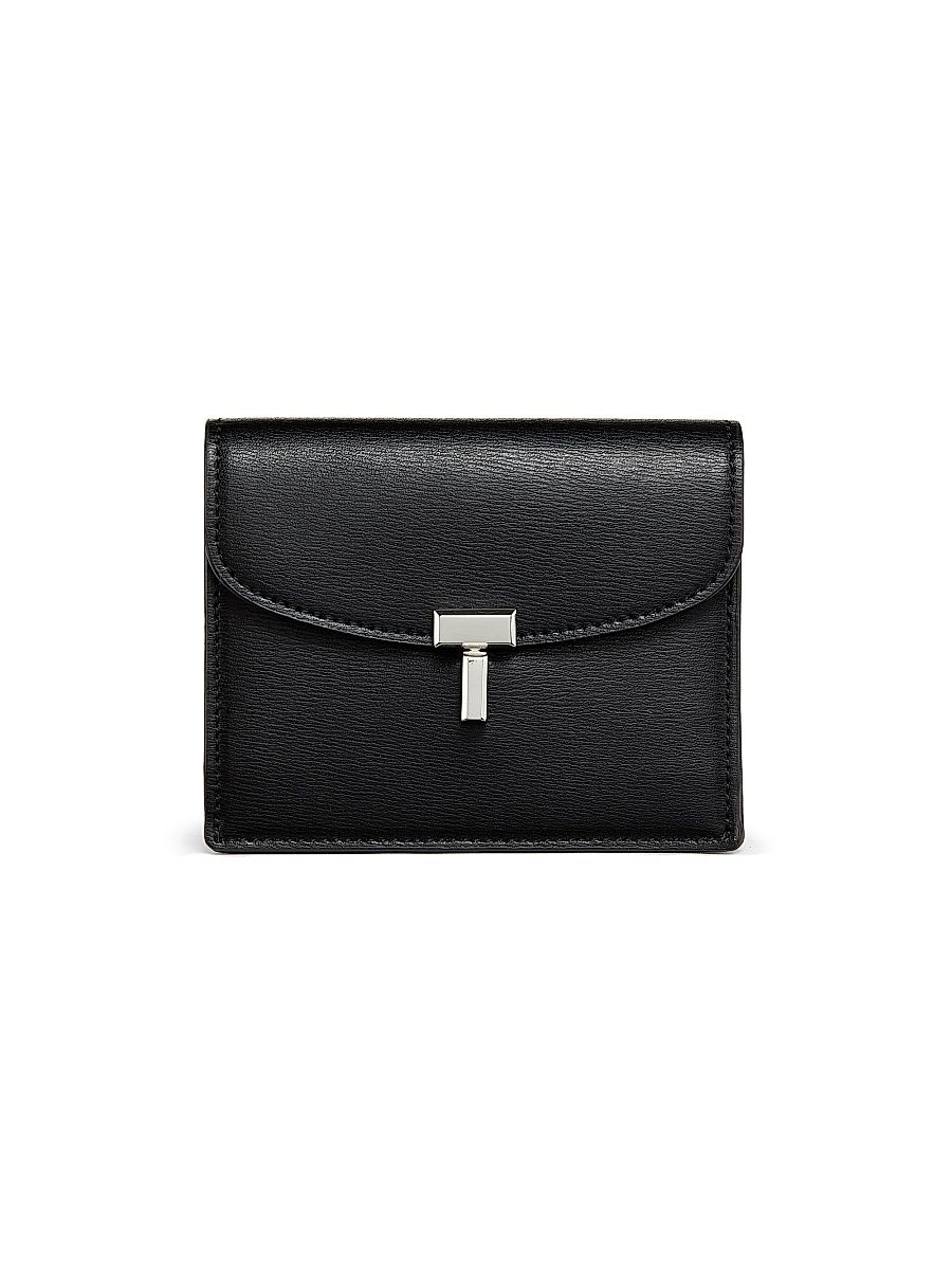 Women's T-Lock Leather Cardholder - Black