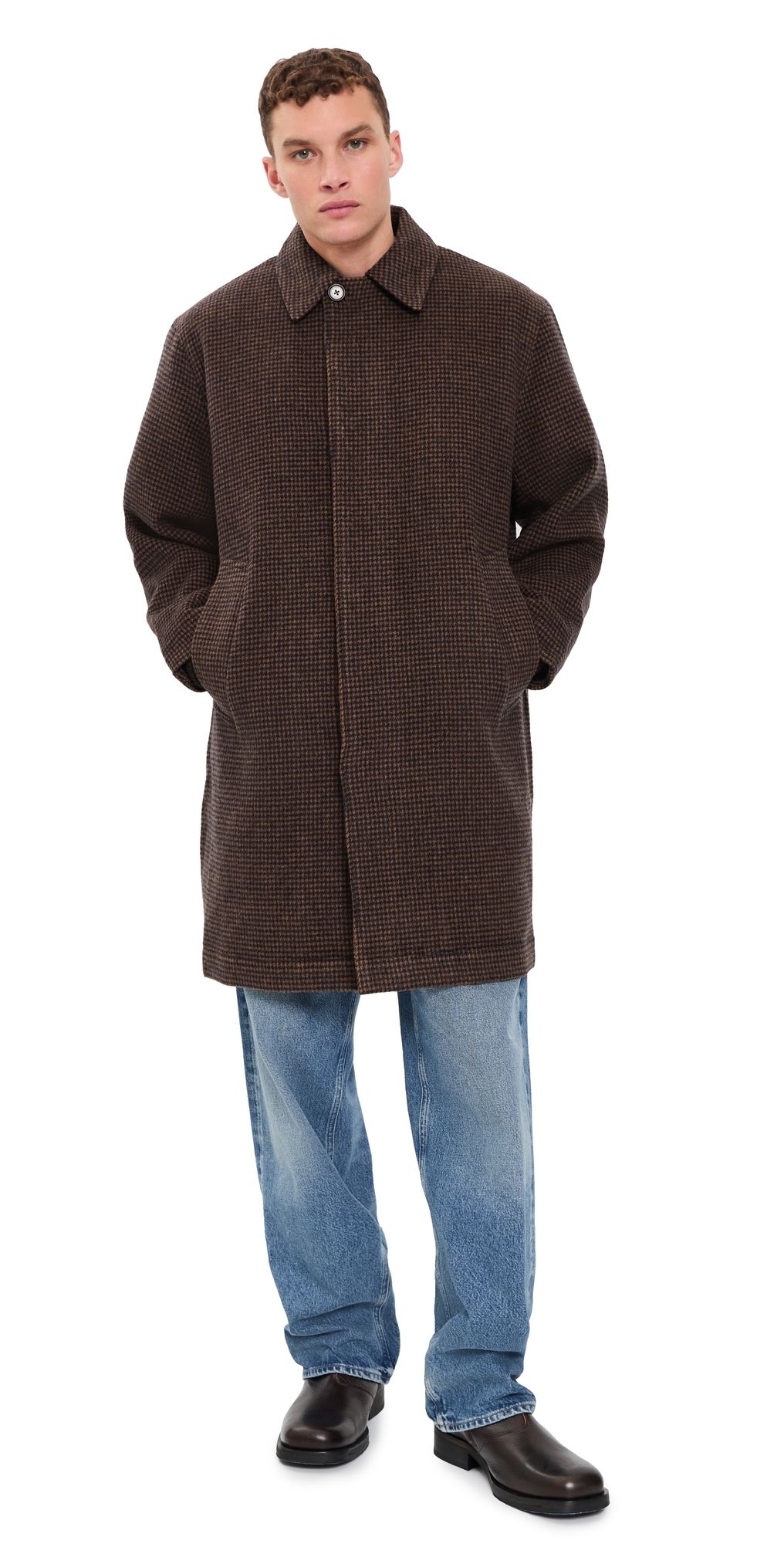 Universal Works Stan Coat Navy/Brown L