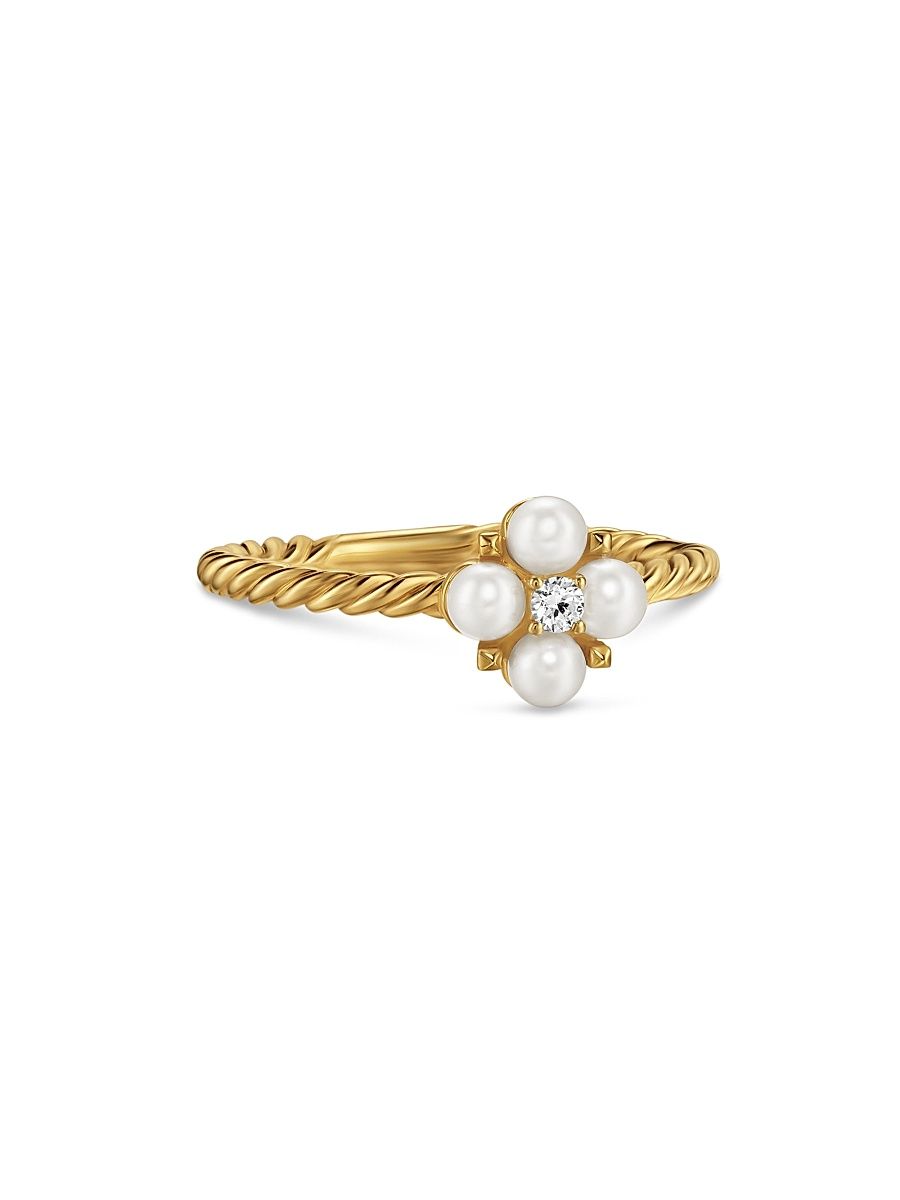 Women's Petite Modern Renaissance Ring in 18K Yellow Gold - Akoya White Pearl - Size 7