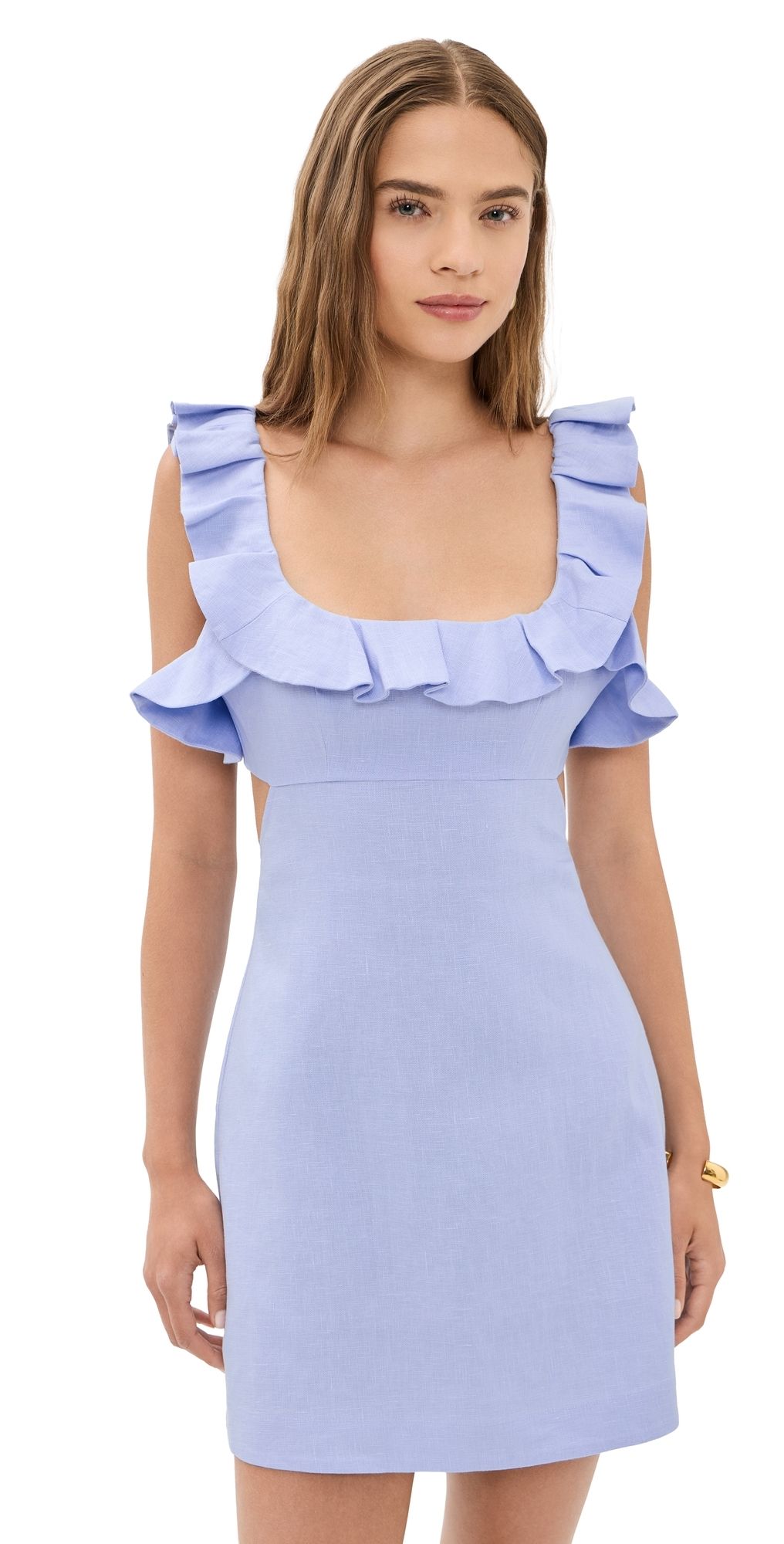 Zimmermann Indra Frilled Mini Dress Sky 2