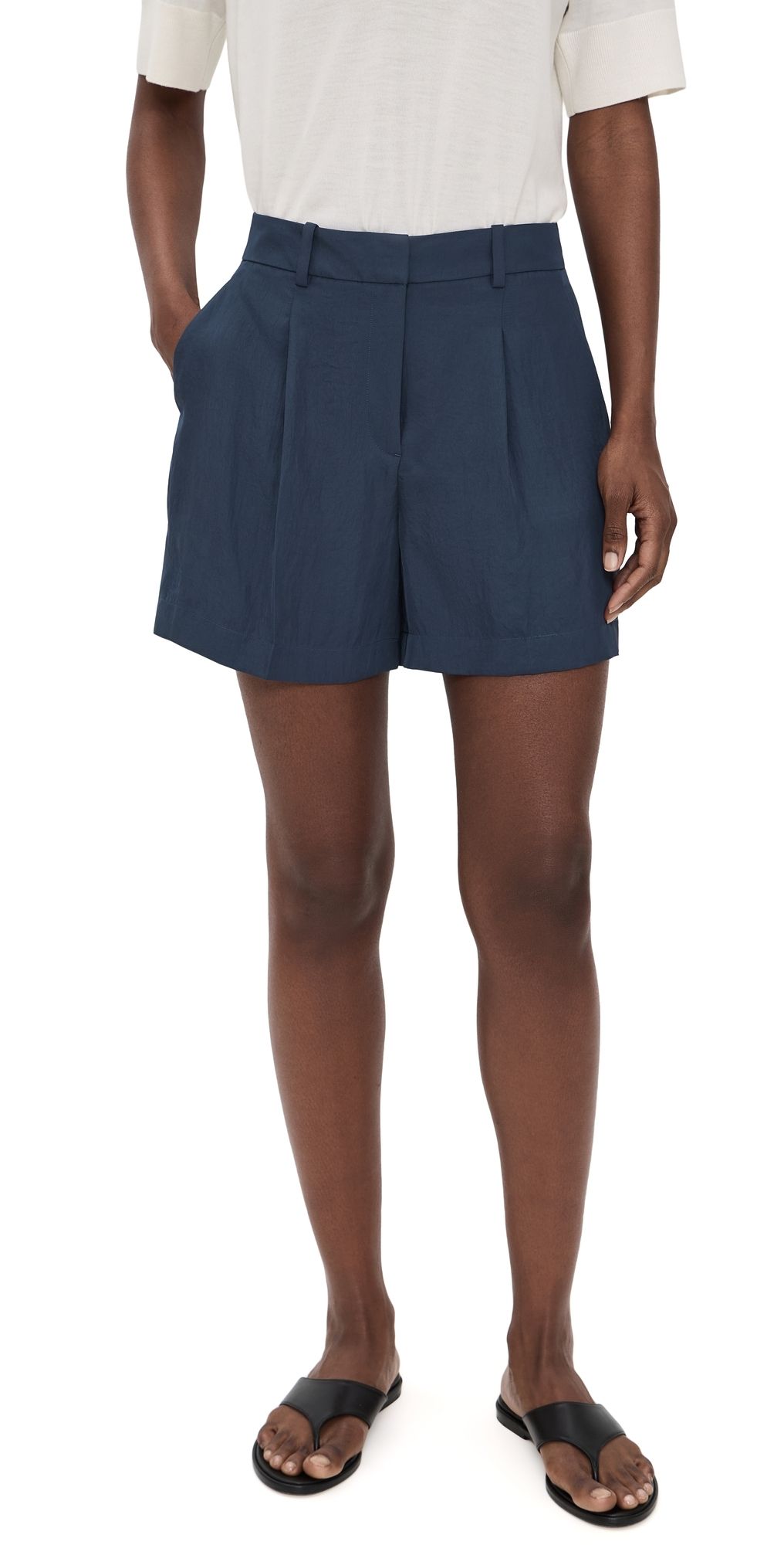 Theory Fluid Pleated Shorts Nocturne Navy/Xlv 14