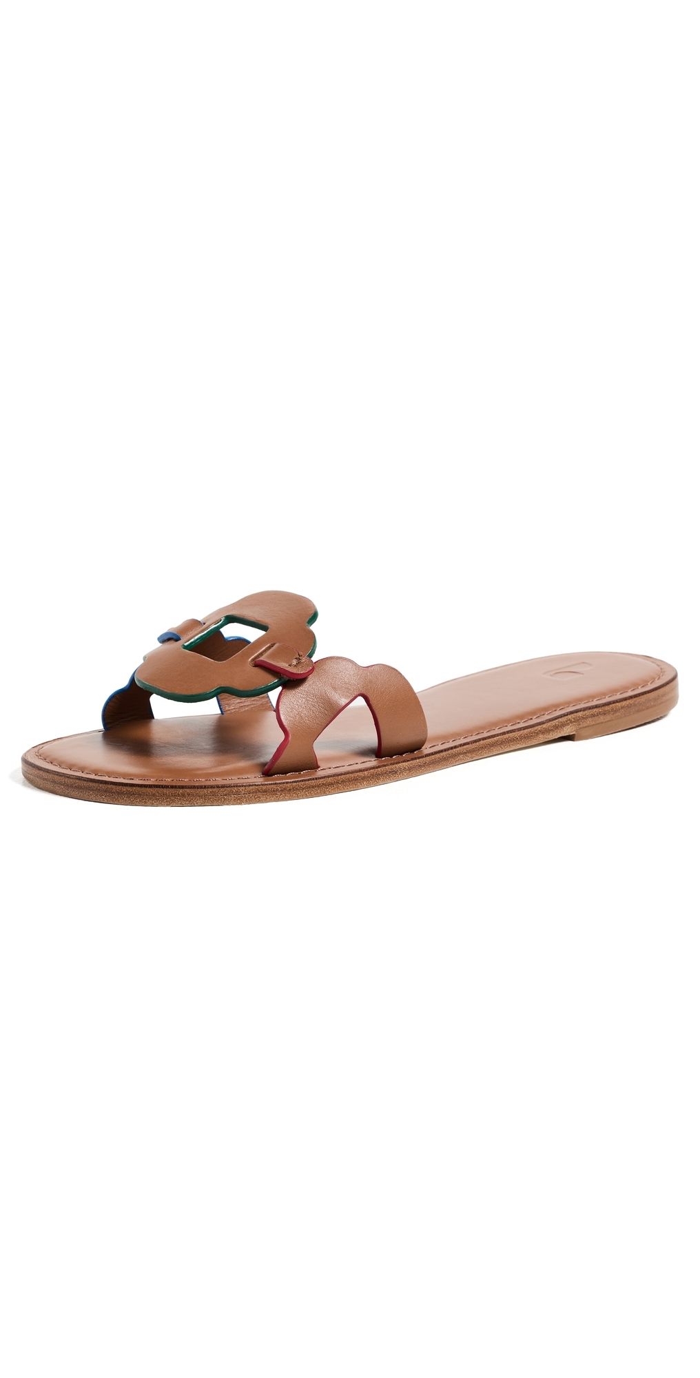 Larroudé Margherita Slides Caramel Leather 7.5