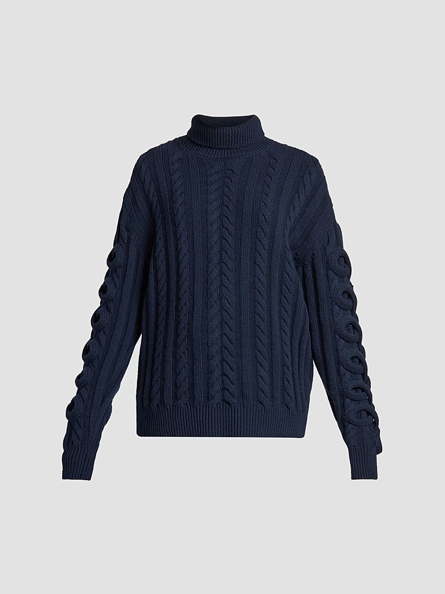 Women's Cable-Knit Wool Sweater - Size 6
