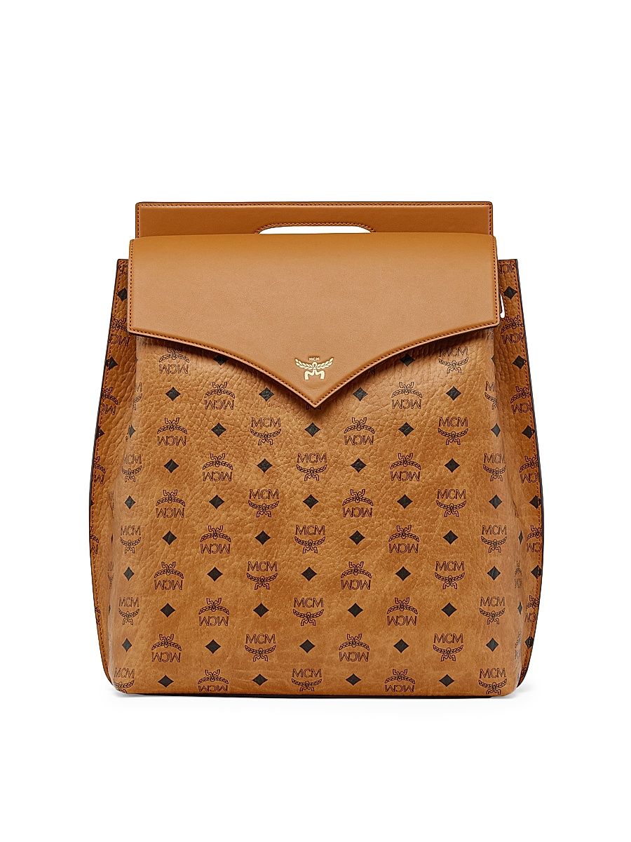 Men's Diamond Leather Backpack - Cognac