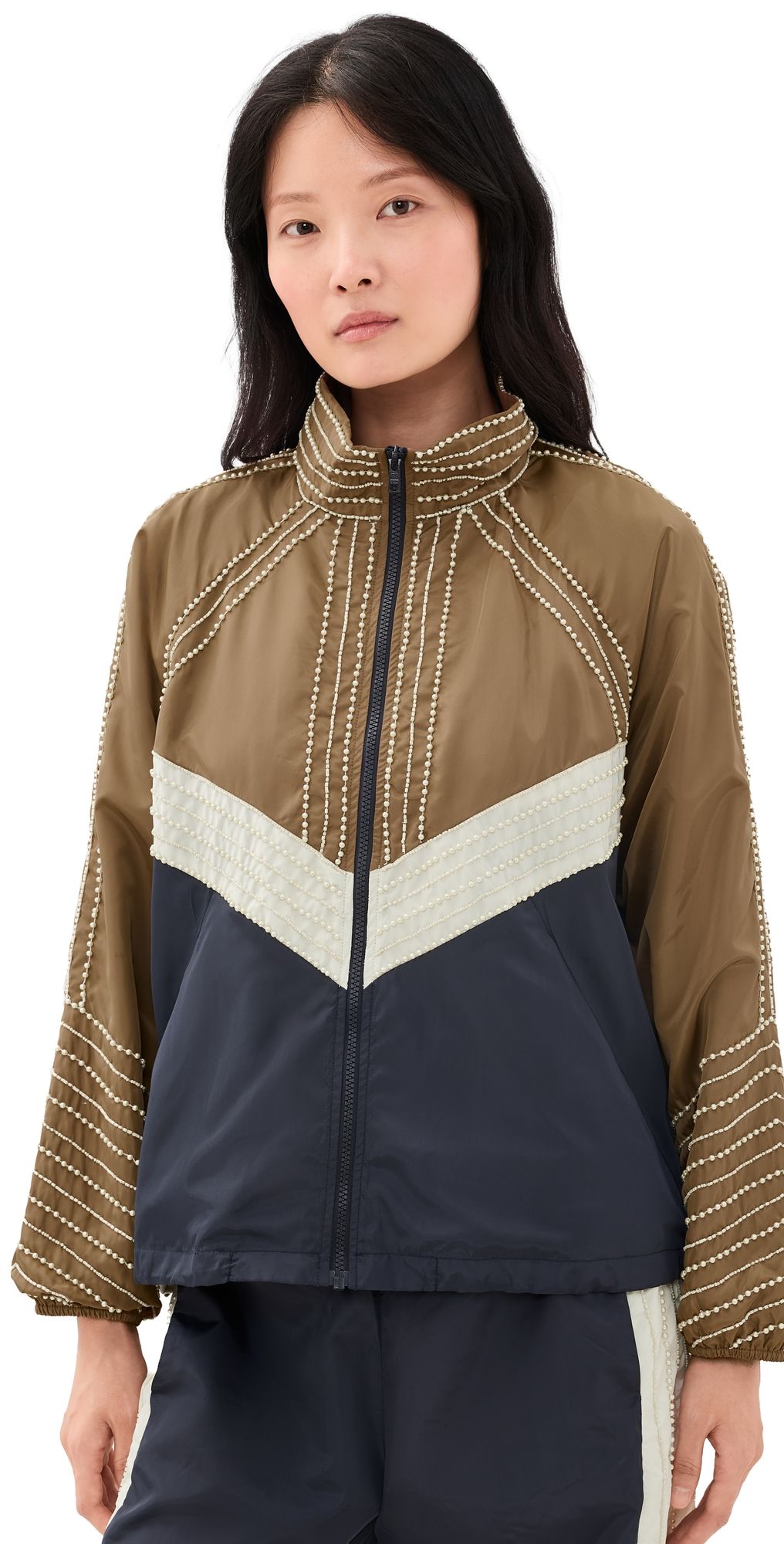 Sea Quinn Embroidered Beaded Windbreaker Multi M