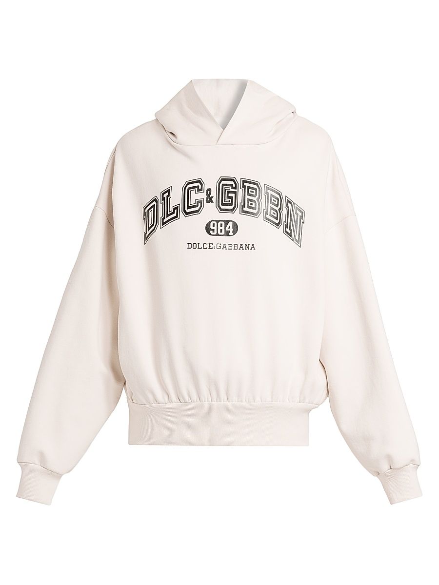 Men's Logo Cotton Hoodie - Beige Chiaro - Size Large