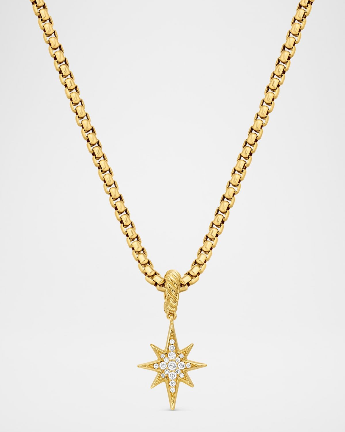 North Star Pendant with Diamonds in 18K Gold, 15mm