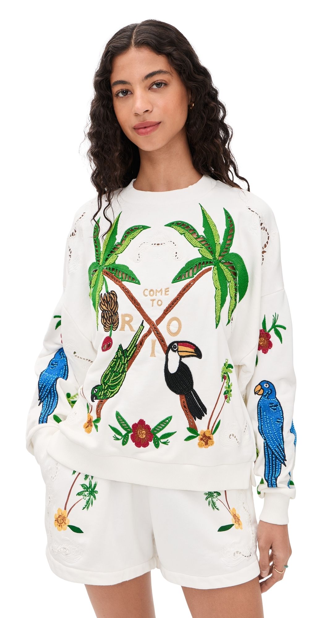 FARM Rio Coconut Trees Come To Rio Sweater Off-White M