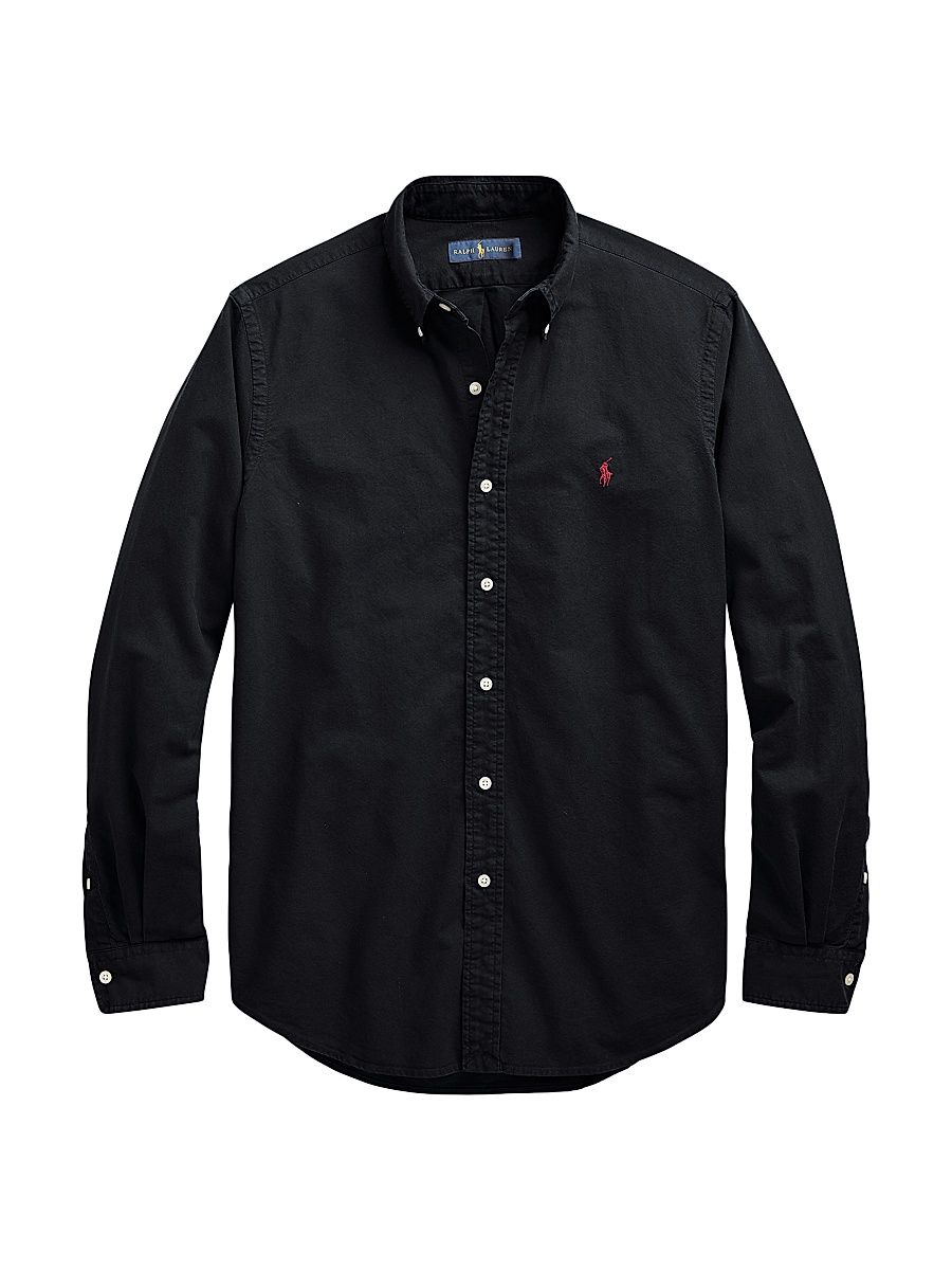 Men's Garment-Dyed Classic-Fit Oxford Shirt - Black - Size XS