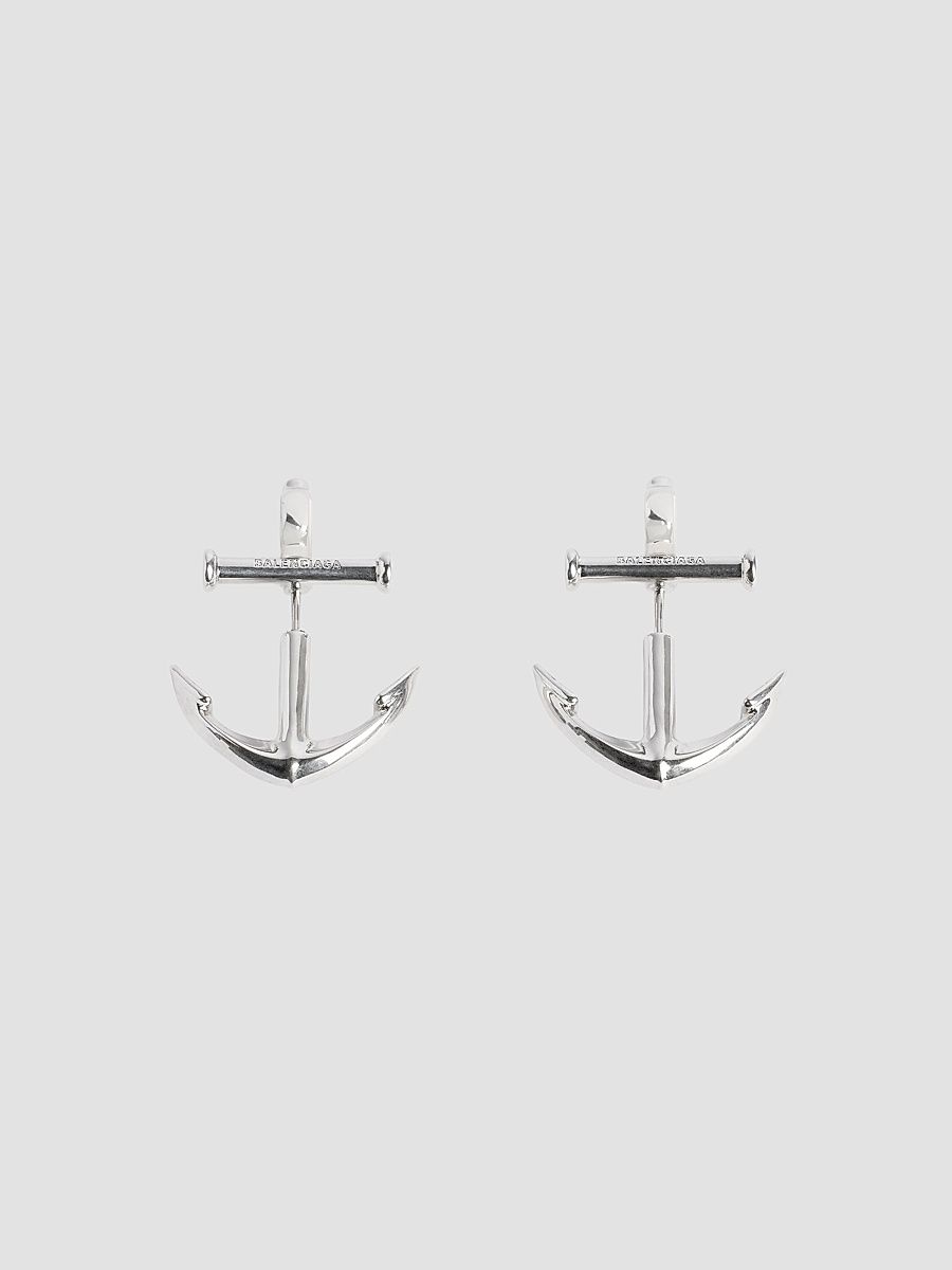 Balenciaga Men's Anchor Earrings - Silver