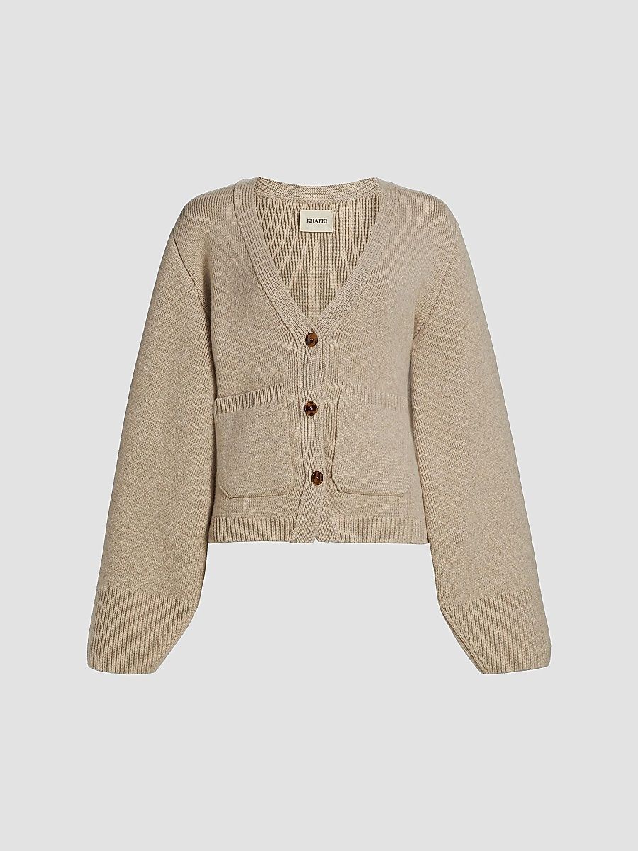 Khaite Women's Scarlett Cashmere Cardigan - Barley - Size Large
