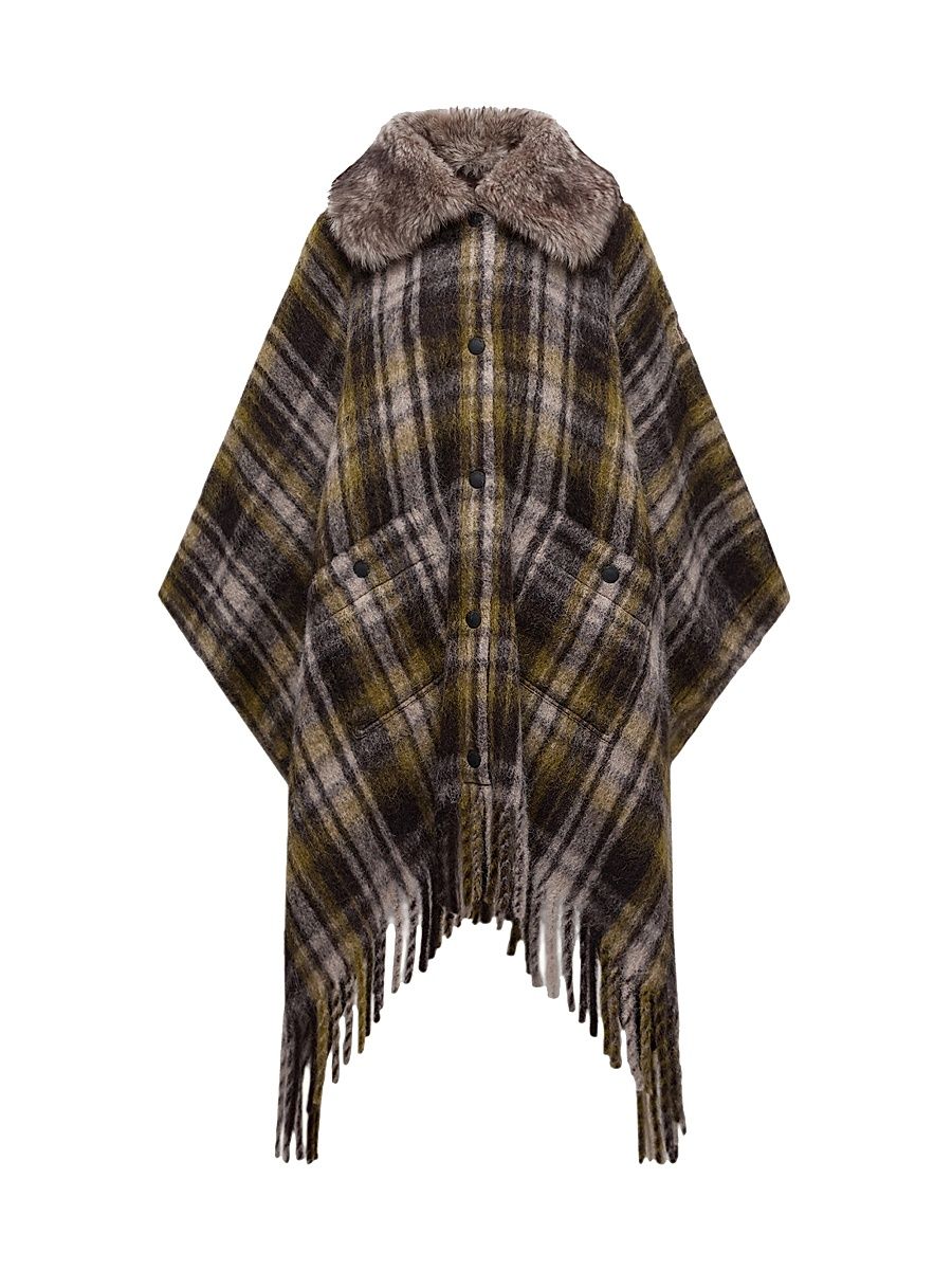 Women's Cape in Mohair, Alpaca & Wool Blend - Brown