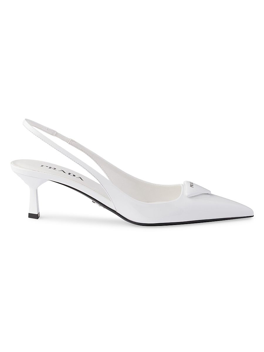 Women's Patent Leather 55MM Slingback Pumps - White - Size 10