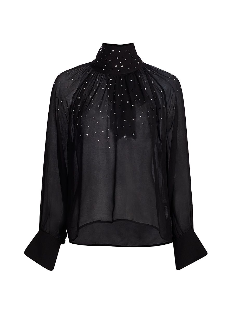 Women's Noor Crystal Raglan Blouse - Black - Size Small