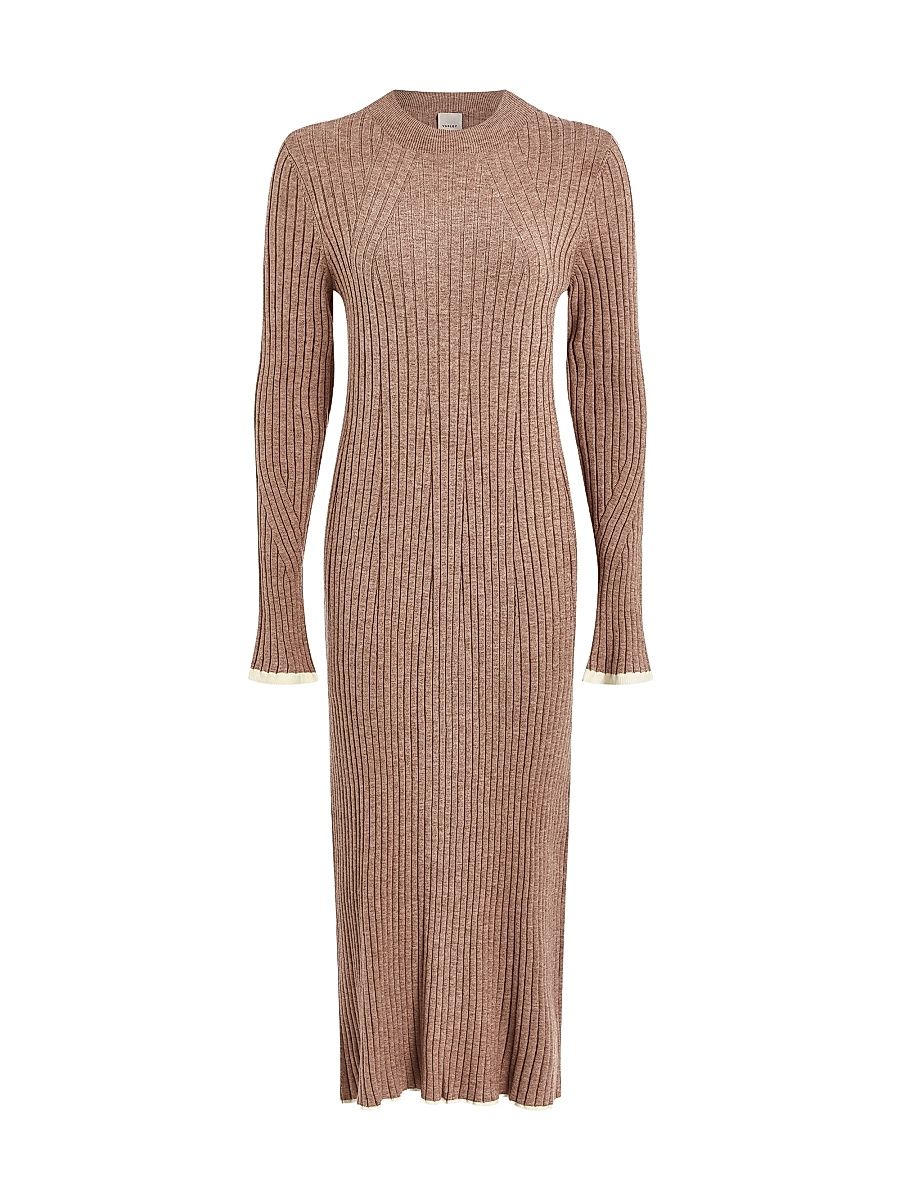 Women's Axel Rib-Knit Midi-Dress - Light Taupe Marl - Size Medium