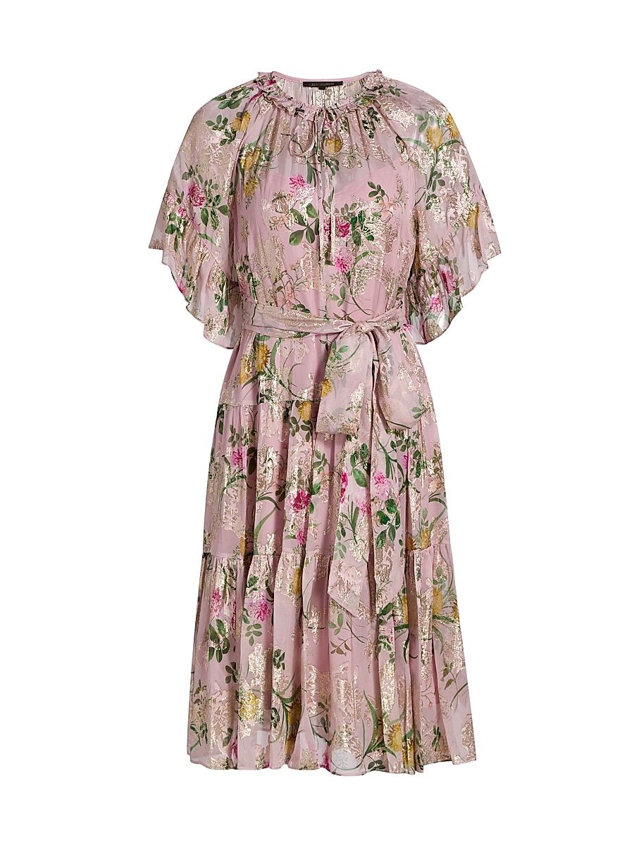 Women's Chase Metallic Floral Ruffle Dress - Peony Multi - Size XL