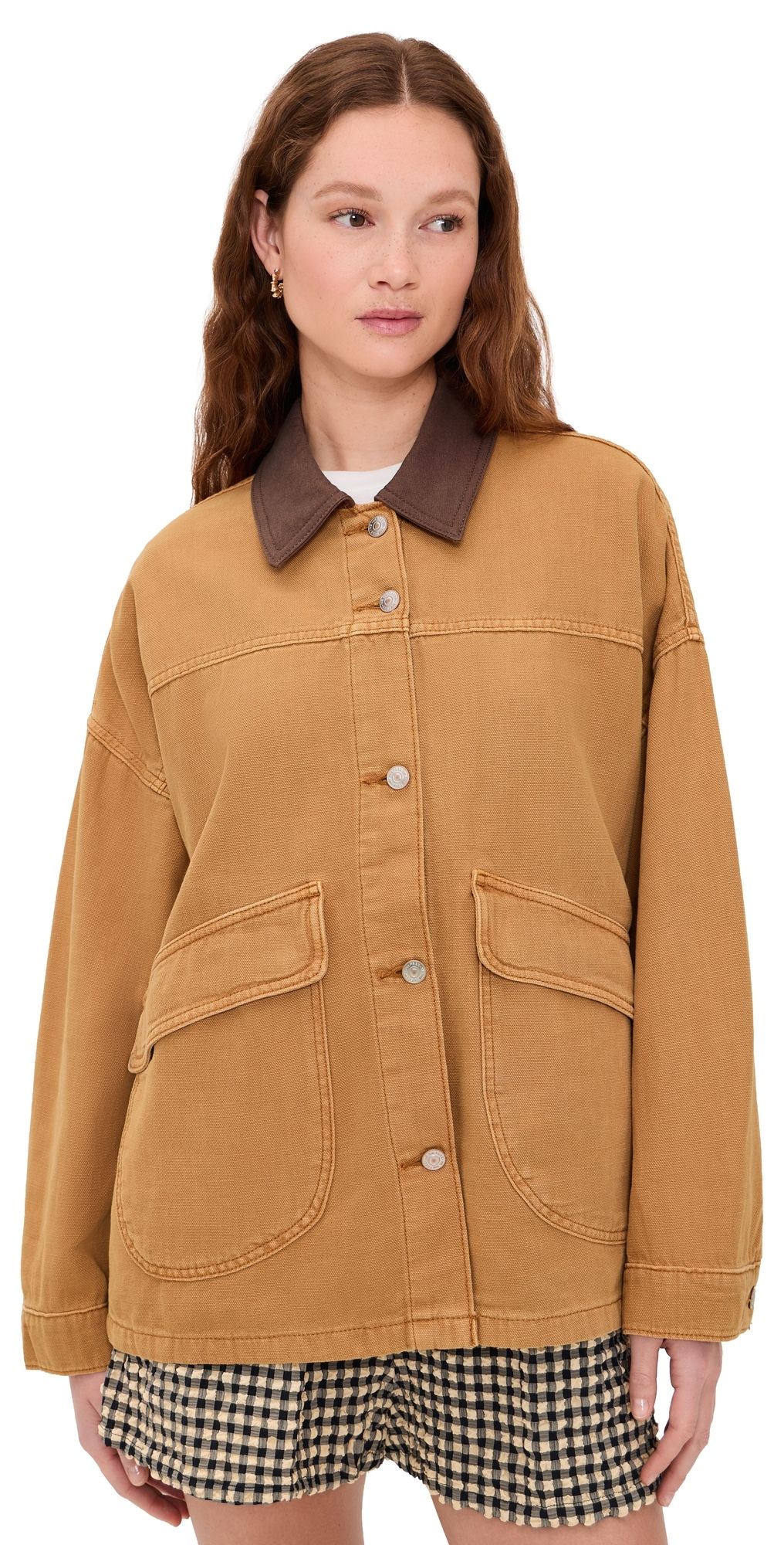 Free People Lemon Canvas Jacket Meerkat M
