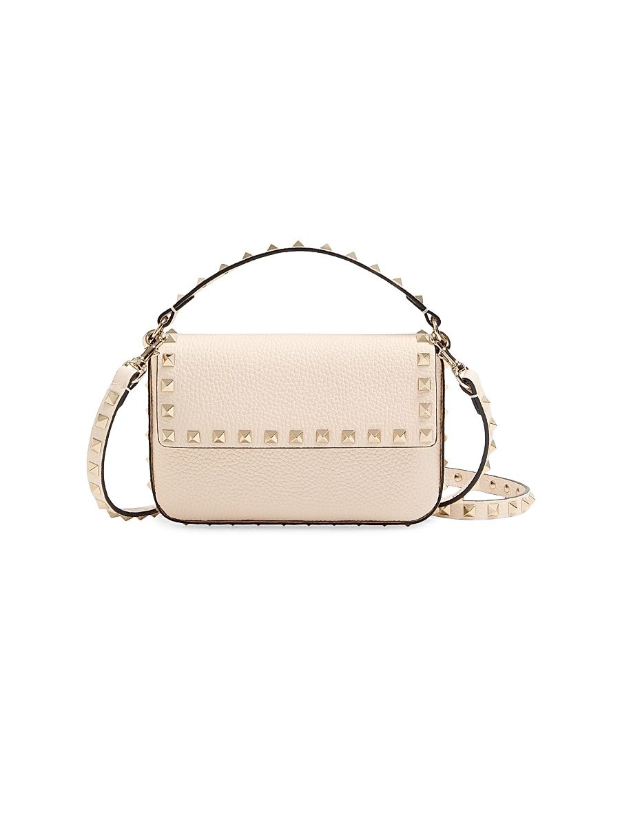 Women's Rockstud Grainy Calfskin Pouch - Light Ivory