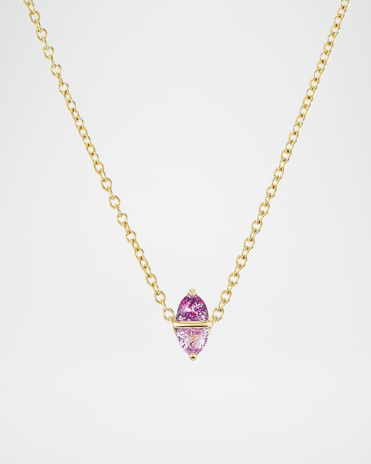 Tilly 18K Yellow Gold Two-Tone Pink Sapphire Necklace, 16"
