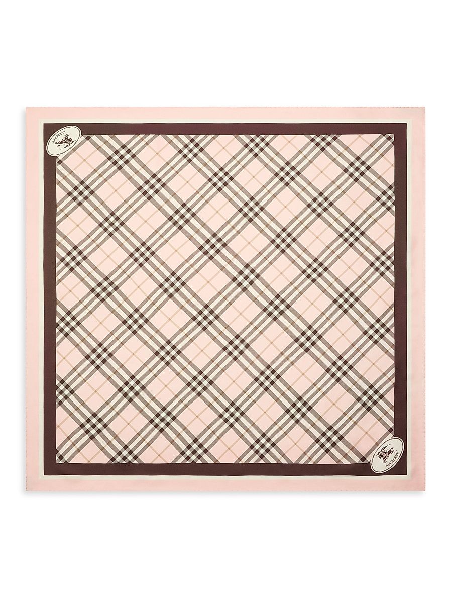 Women's Check Knight Stamp Silk Scarf - Bow Pink
