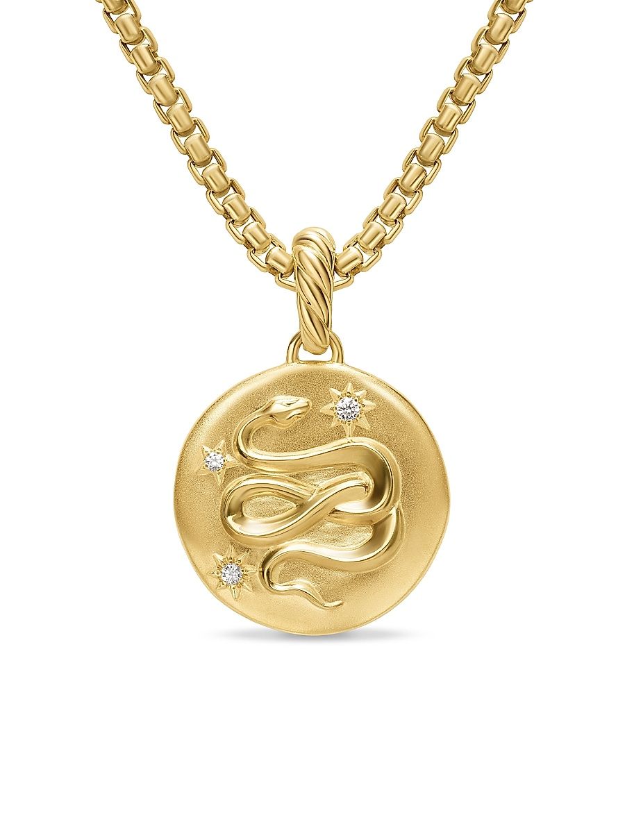 Women's Snake Amulet in 18K Yellow Gold with Diamonds, 18.8MM - Diamond