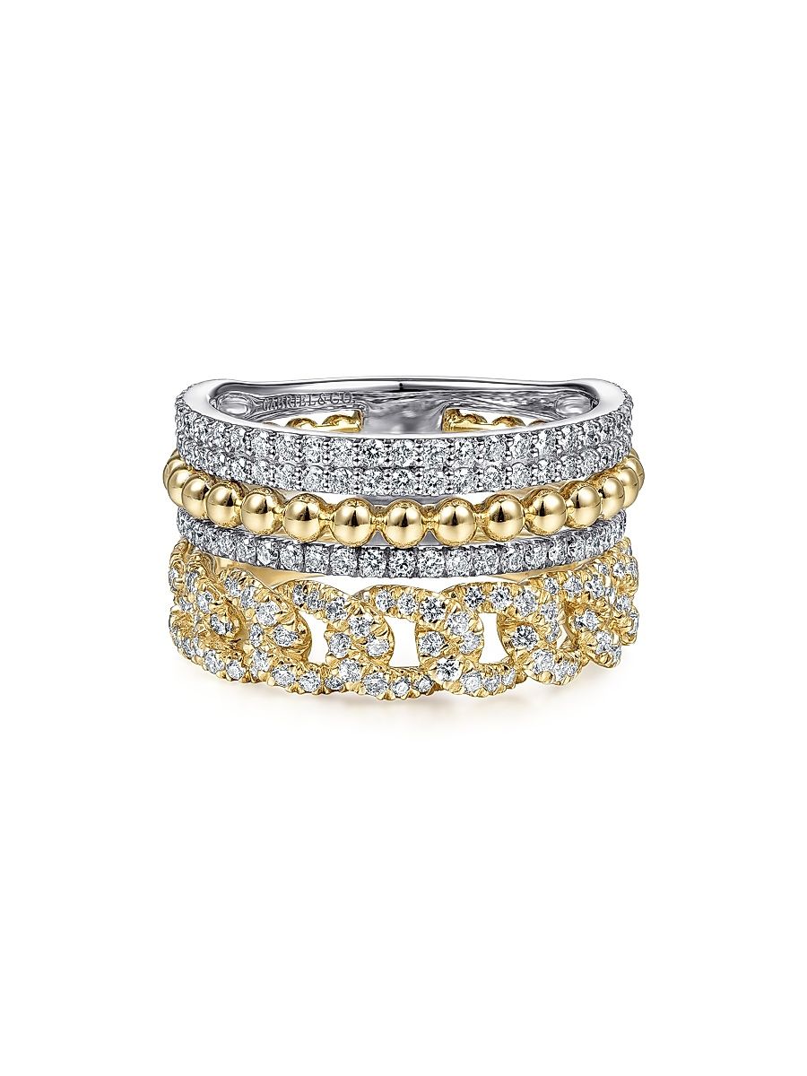 Women's Bujukan 14K White & Yellow Gold & 1.00 TCW Diamond Stackable Ring - Yellow Gold - Size 6.5