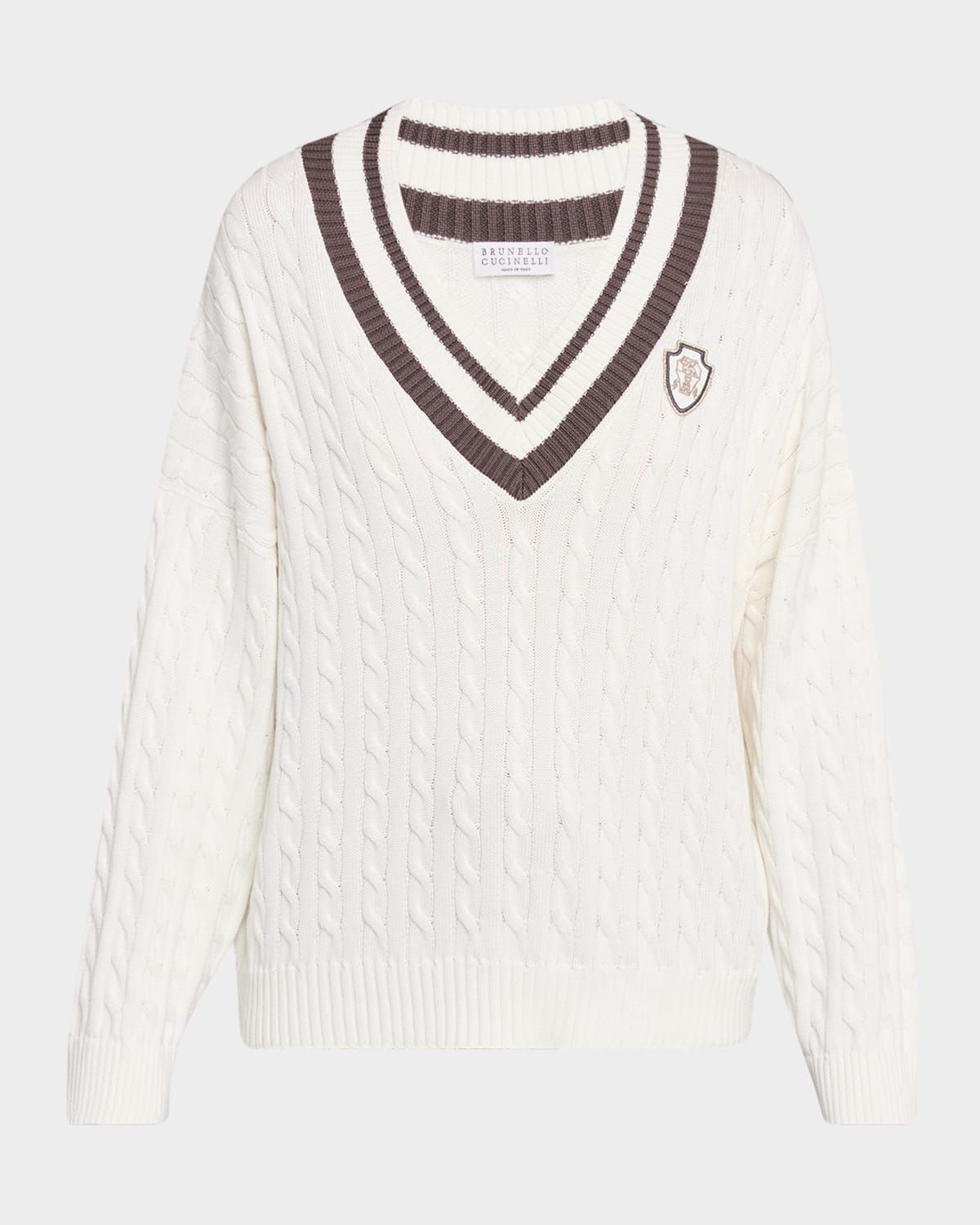 Cable-Knit Sport Club V-Neck Sweater