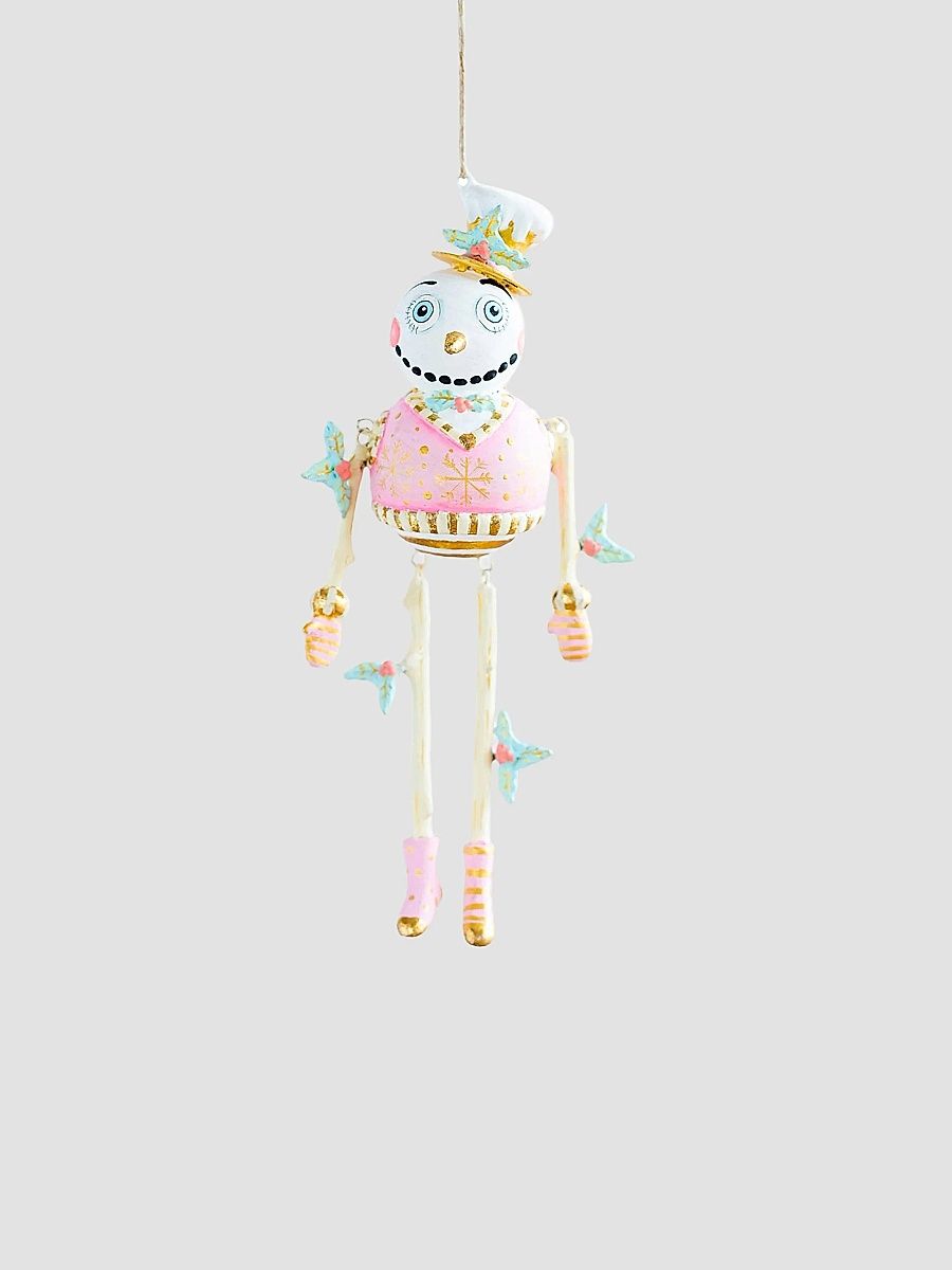 Sugar Plum Gold & Blush Holly Jolly Snowman Ornament