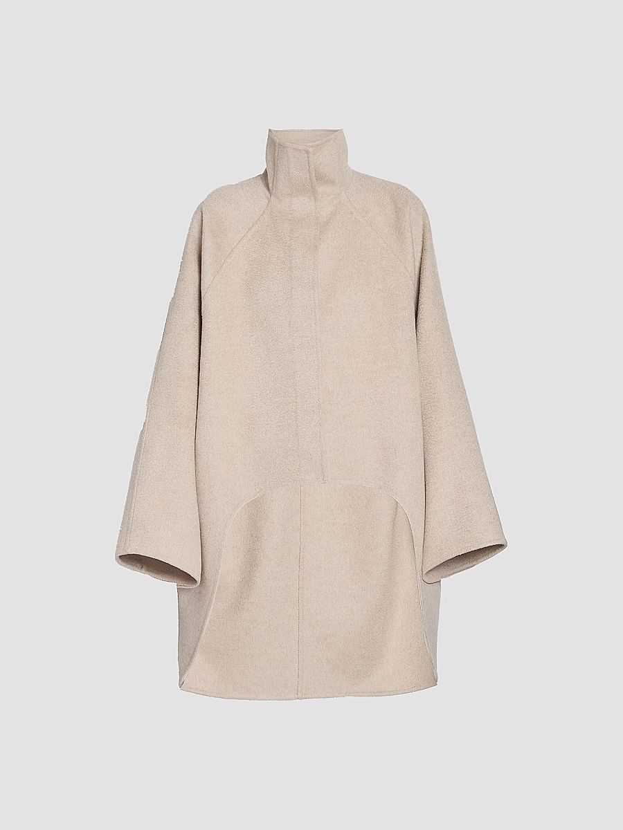ALAÏA Women's Asymmetric Double-Faced Cashmere Coat - Beige - Size 6
