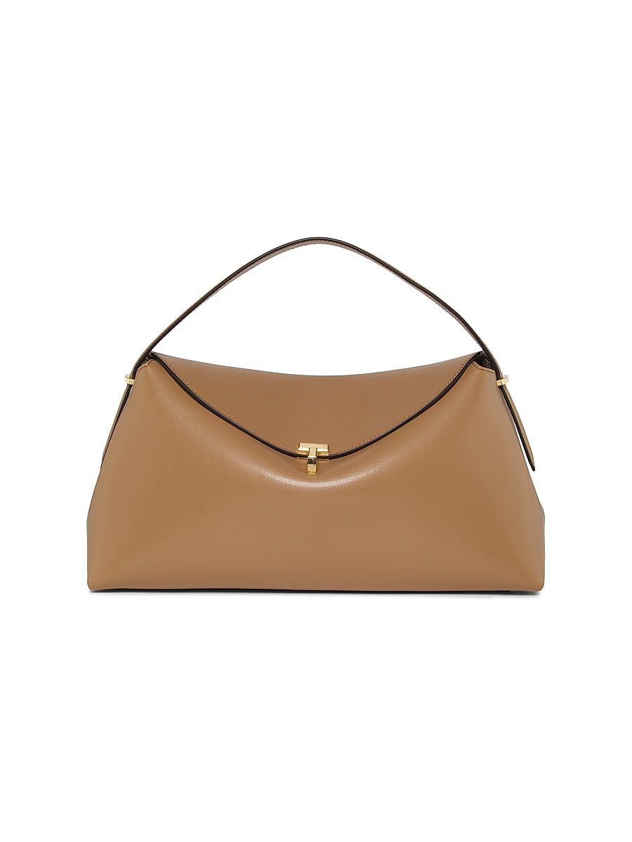 Women's T-Lock Leather Top Handle Bag - Camel