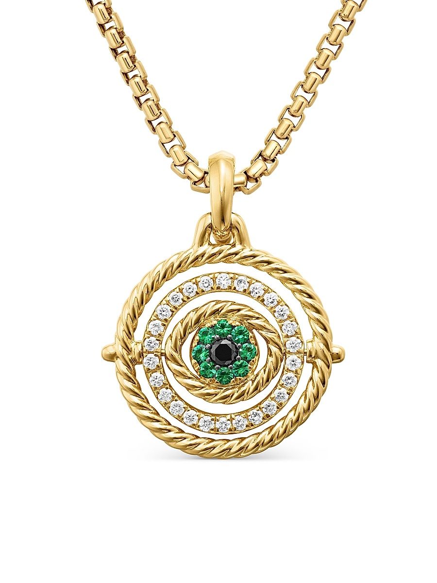 Women's Evil Eye Mobile Amulet with Diamonds - Emerald