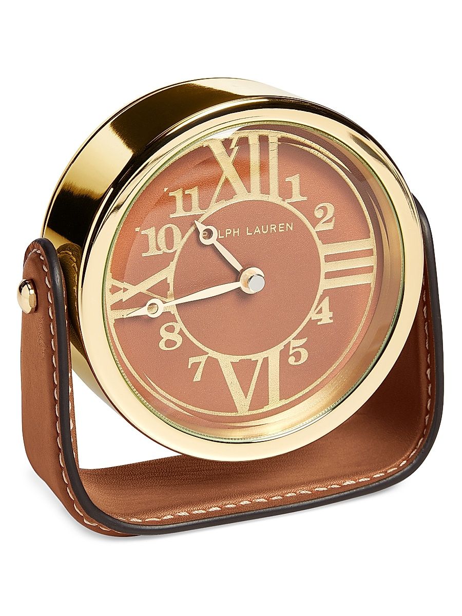 Brennan Brown Leather Saddle Clock - Brown