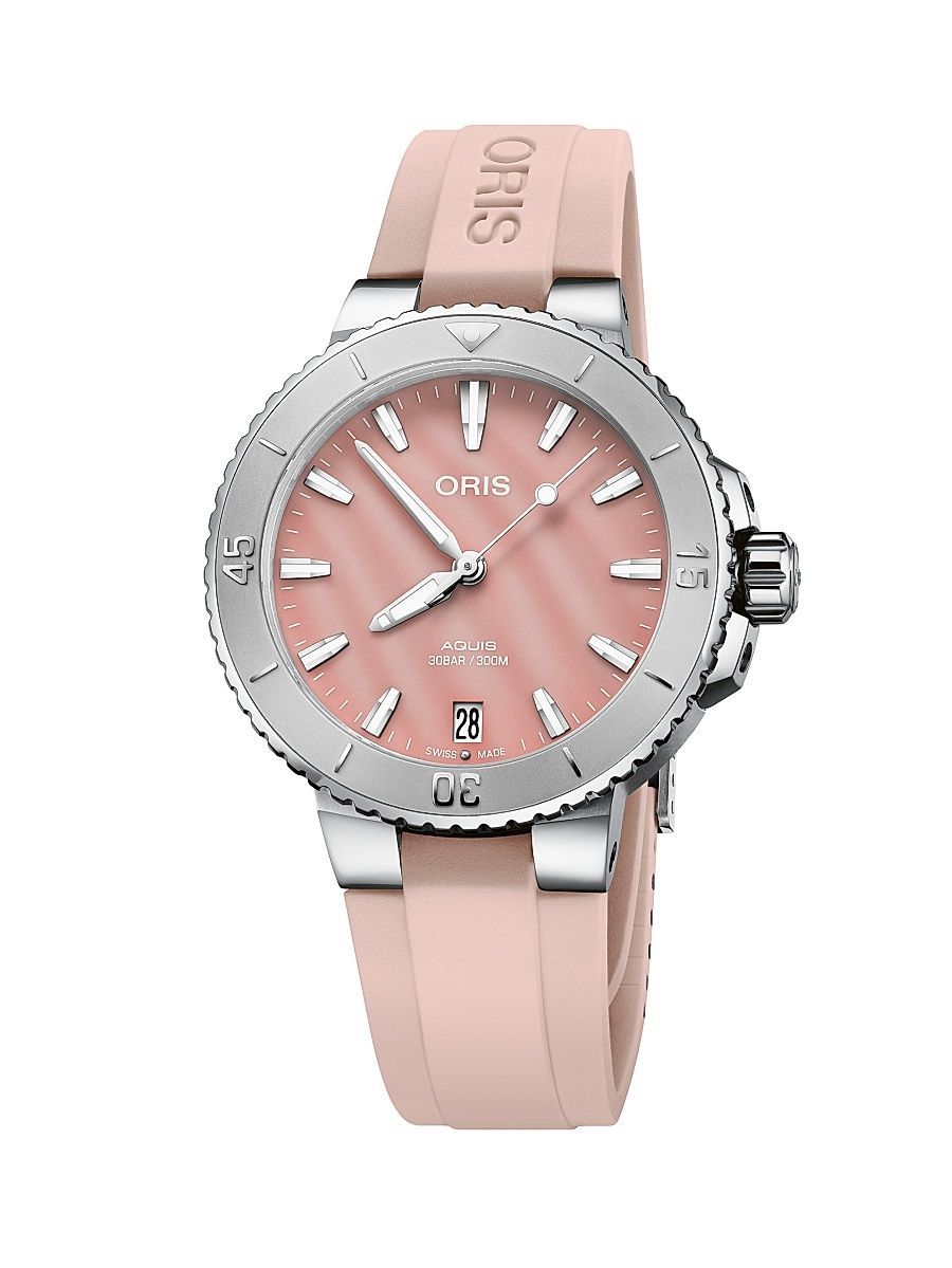 Women's Aquis Date Stainless Steel Diver's Watch/36.5MM - Pink