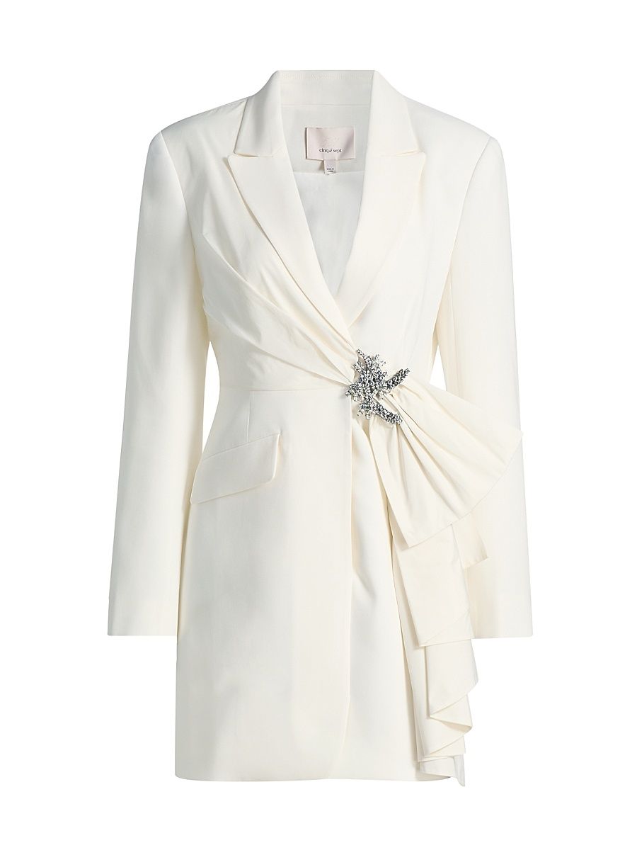 Women's Cheyenne Crystal-Bow Taffeta Blazer Minidress - Ivory - Size 12