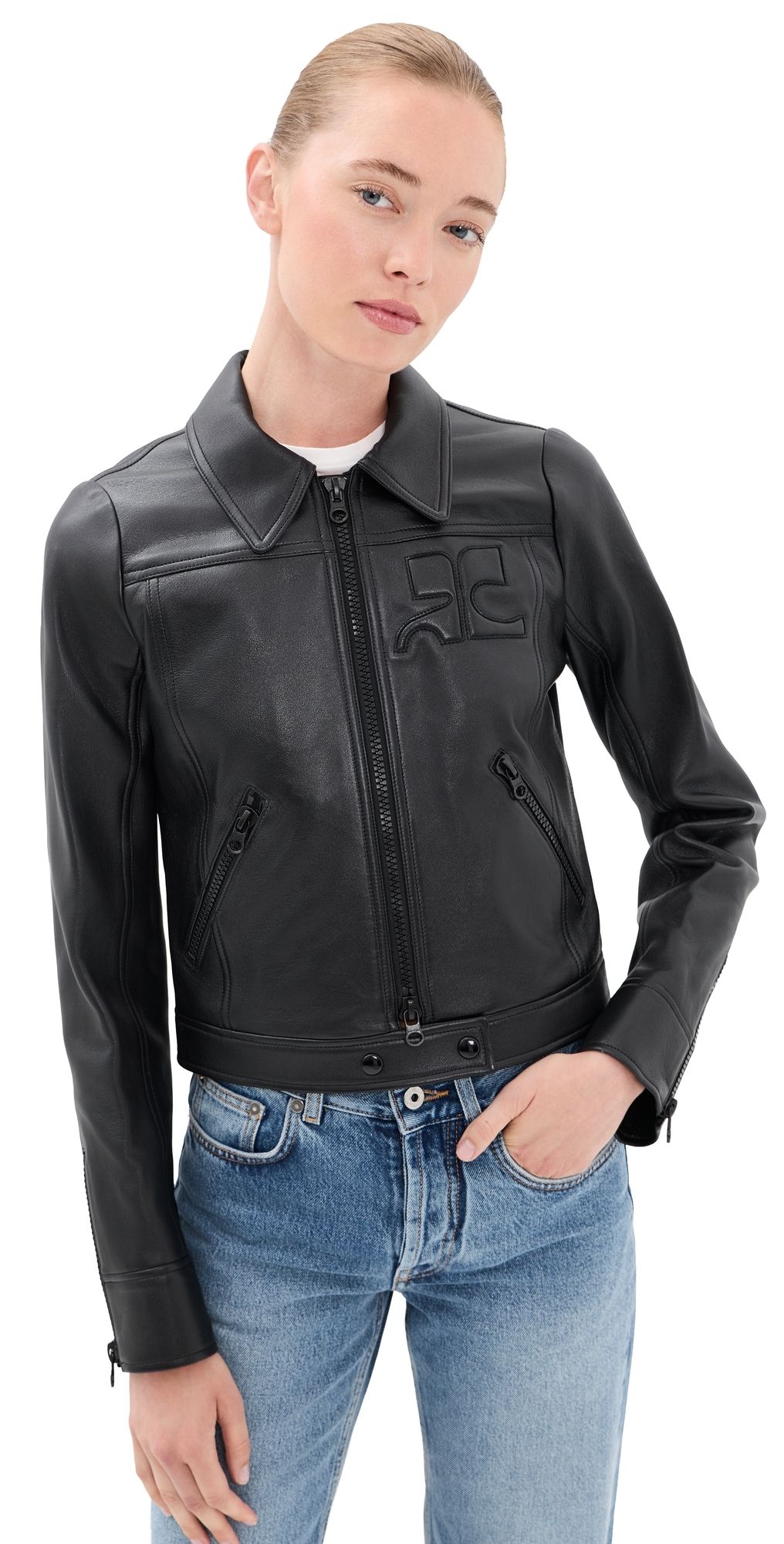 Courrèges Reedition Leather Jacket Black 34