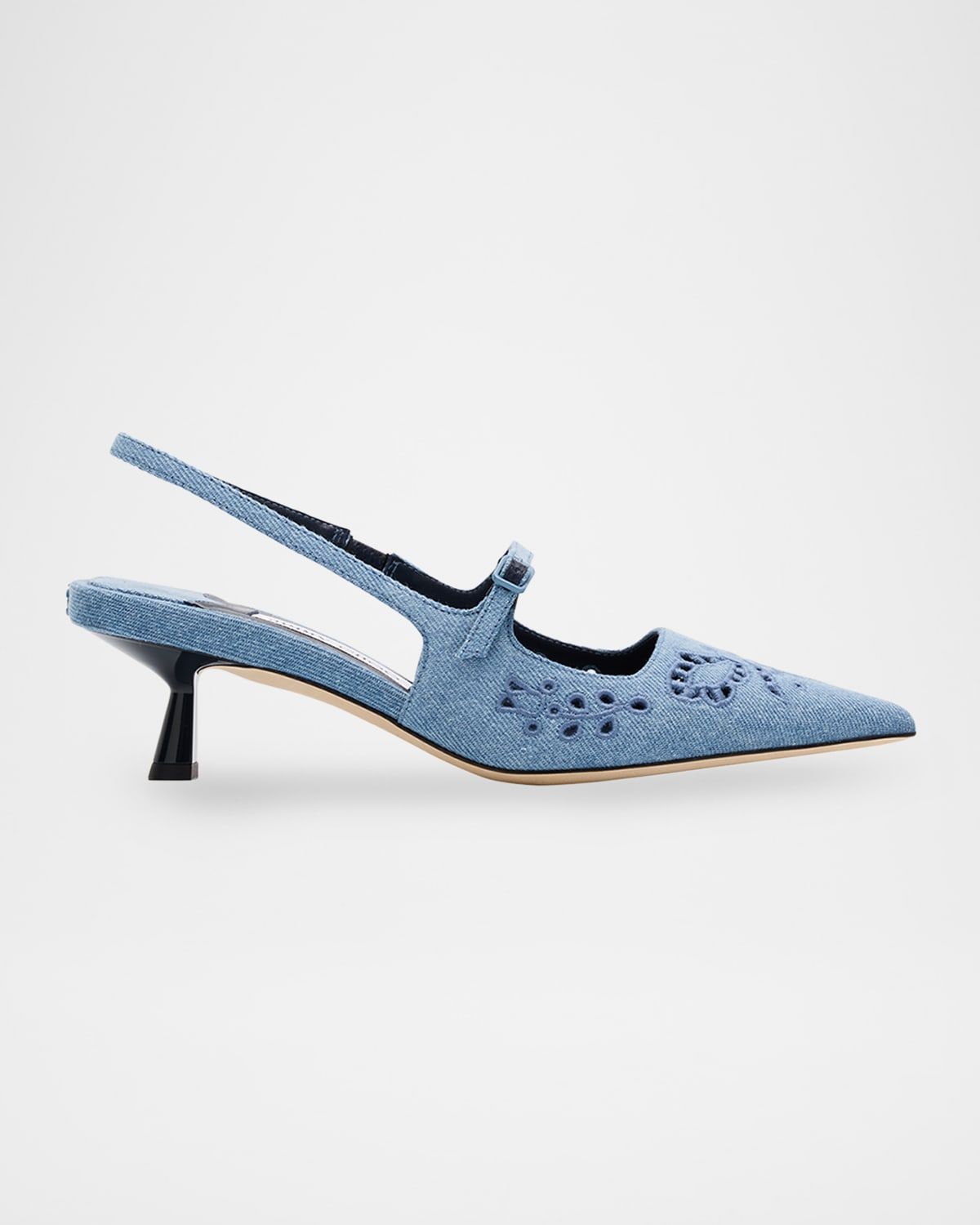 Didi 45 Embroidered Chambray Slingback Pumps