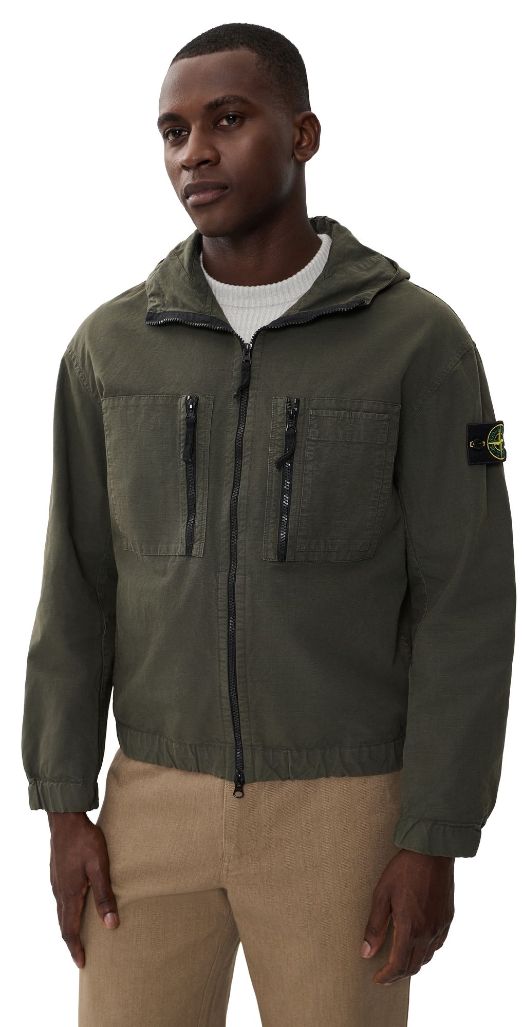 Stone Island Ripstop Hooded Jacket Coal Grey S