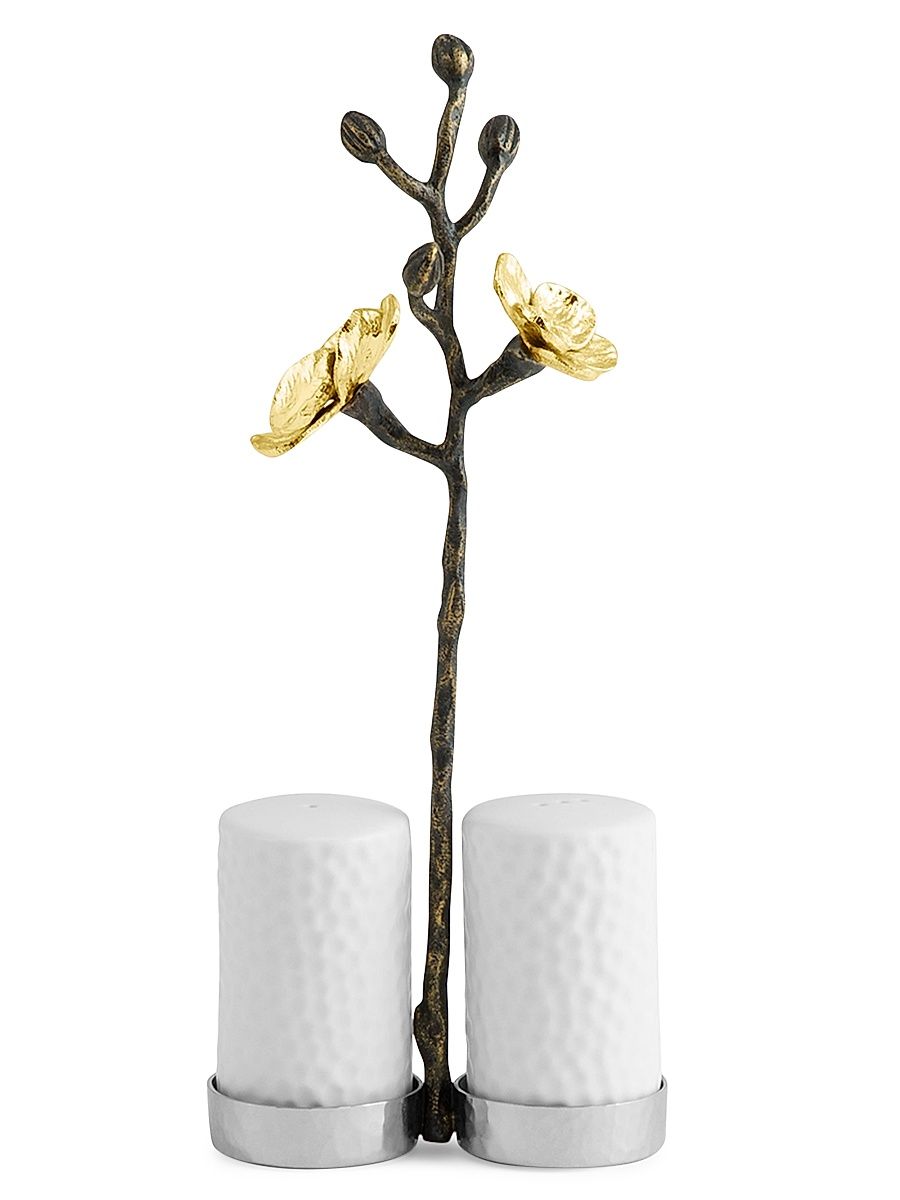 Gold Orchid Salt & Pepper Set
