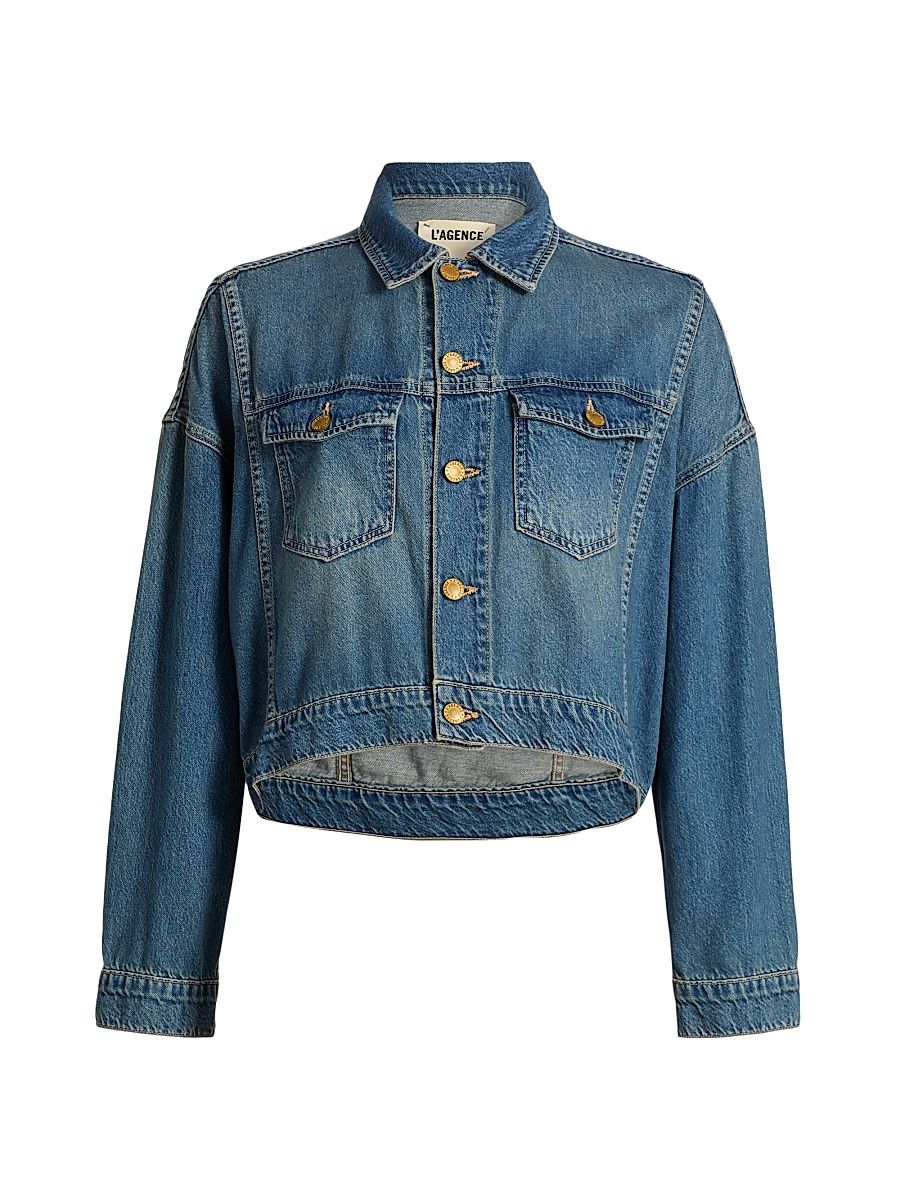 Women's Vianney Hi-Lo Cropped Denim Jacket - Fargo - Size Large