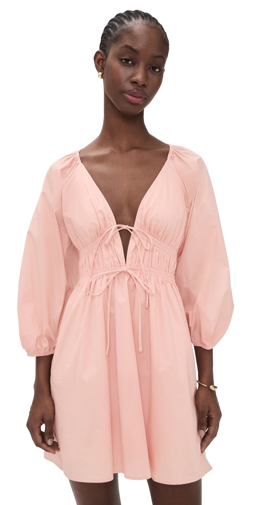 WAYF Leighton Mini Dress Cashew L