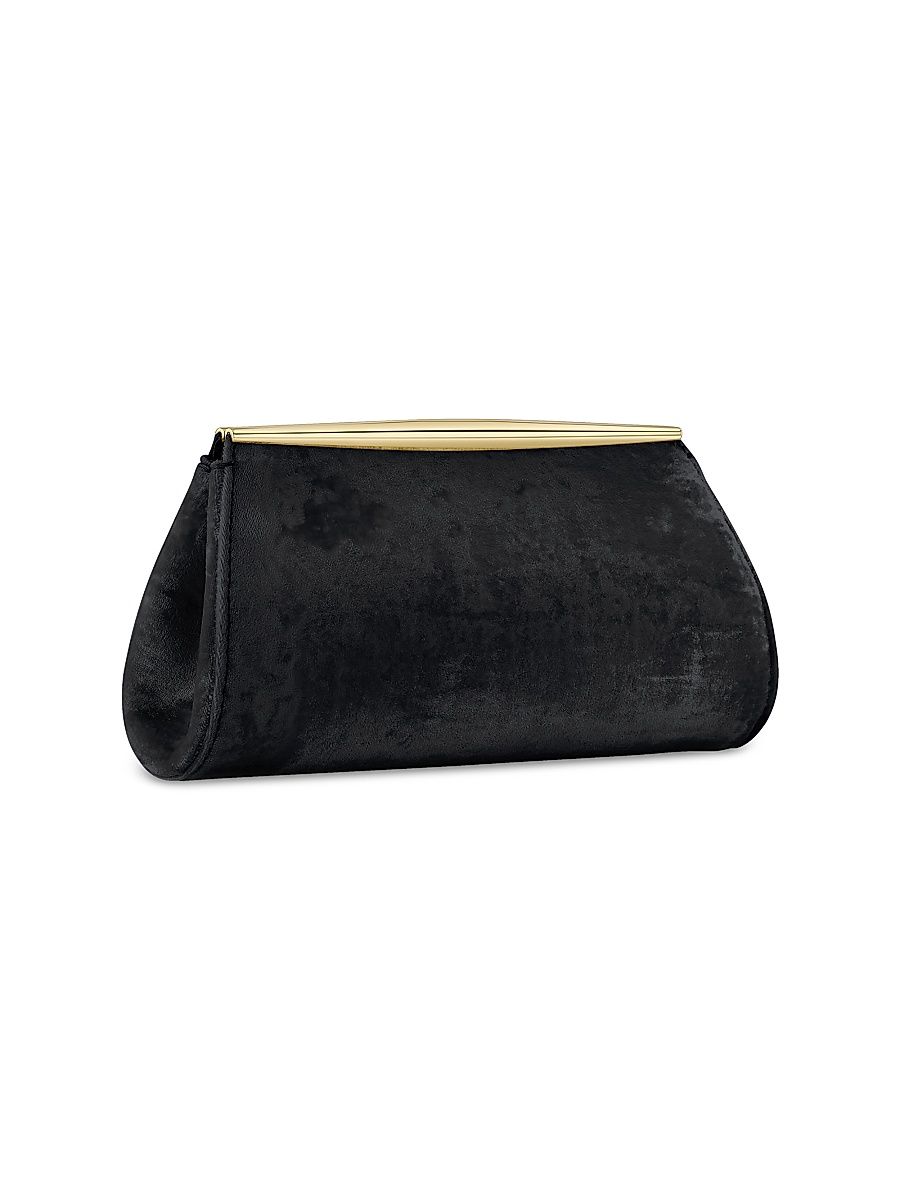 Women's Suzannah Clutch Crushed Velvet with Gold Hardware - Black Diamond